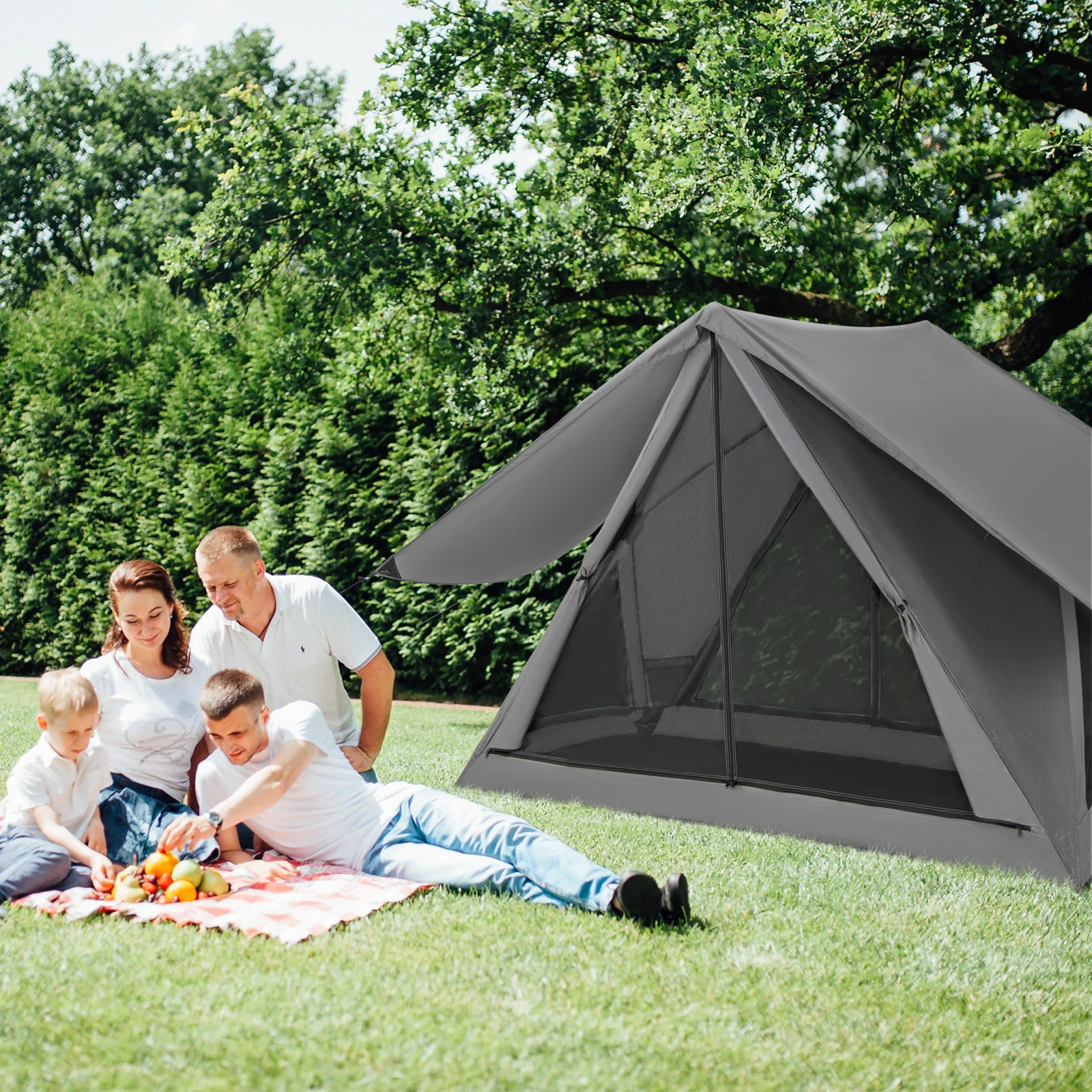 Pop-Up Camping Tent For 2-3 People, With Carry Bag And Rainfly, Gray - Image 3