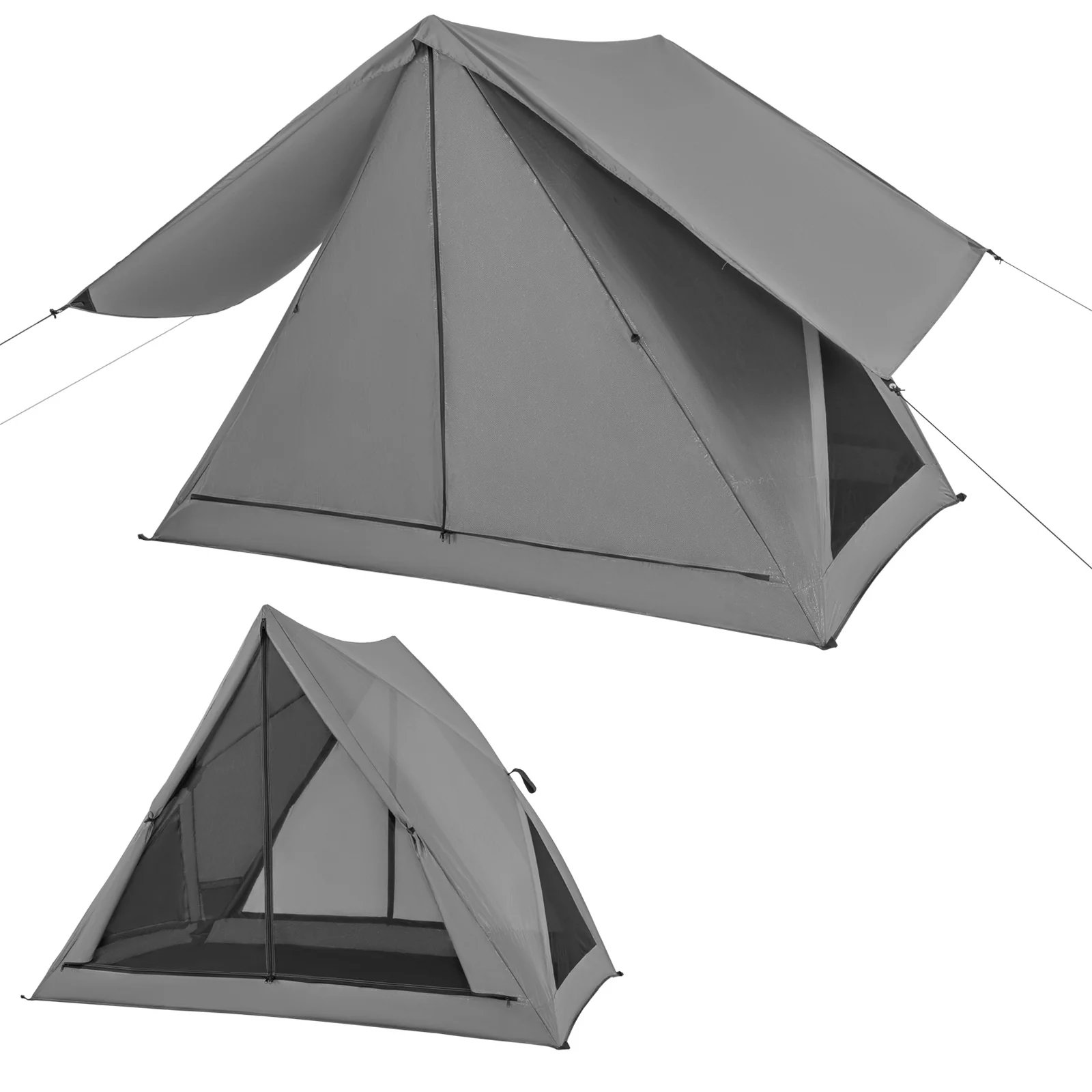 Pop-Up Camping Tent For 2-3 People, With Carry Bag And Rainfly, Gray - Image 4