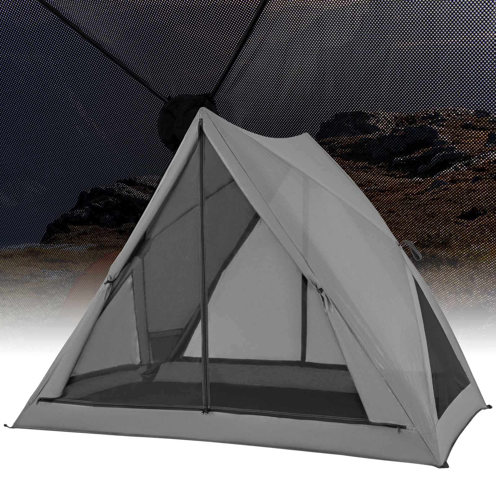 Pop-Up Camping Tent For 2-3 People, With Carry Bag And Rainfly, Gray - Image 5