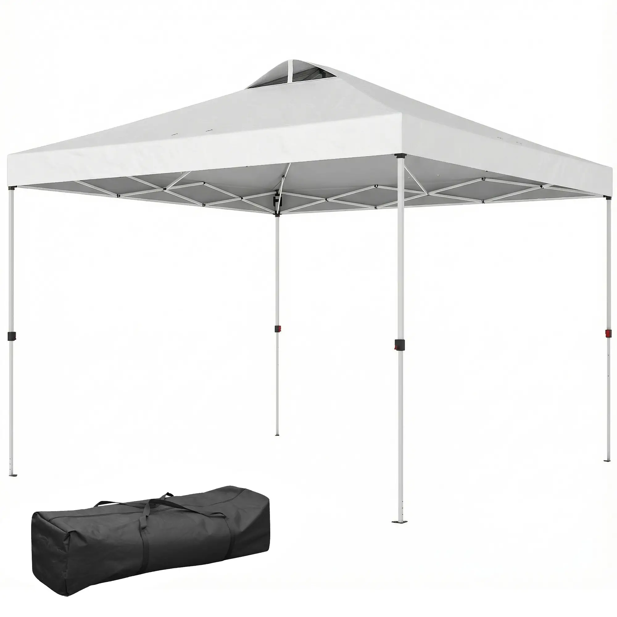 Pop Up Canopy Tent, Waterproof, 9.8' x 9.8', With Carrying Bag, White