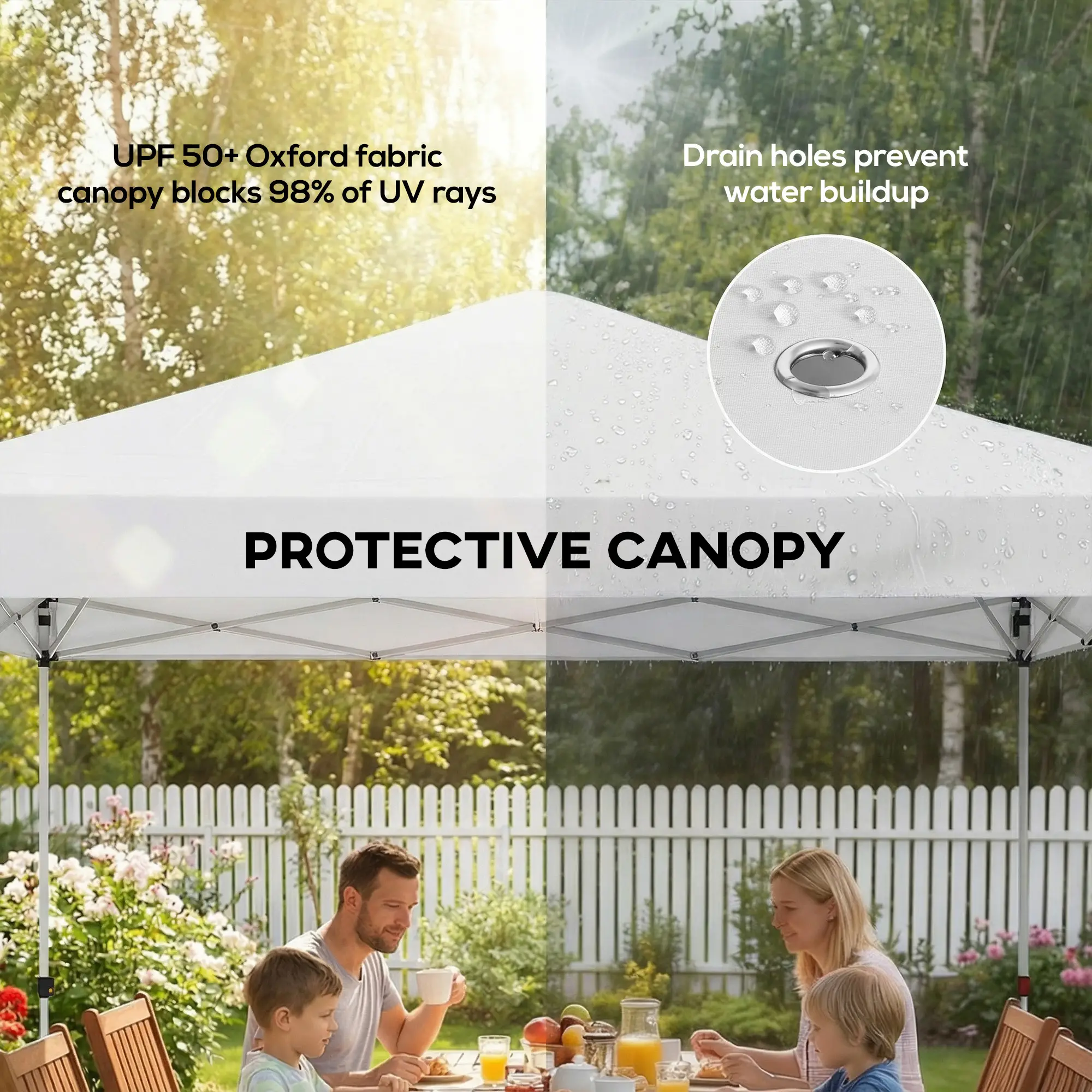 Pop Up Canopy Tent, Waterproof, 9.8' x 9.8', With Carrying Bag, White - Image 6