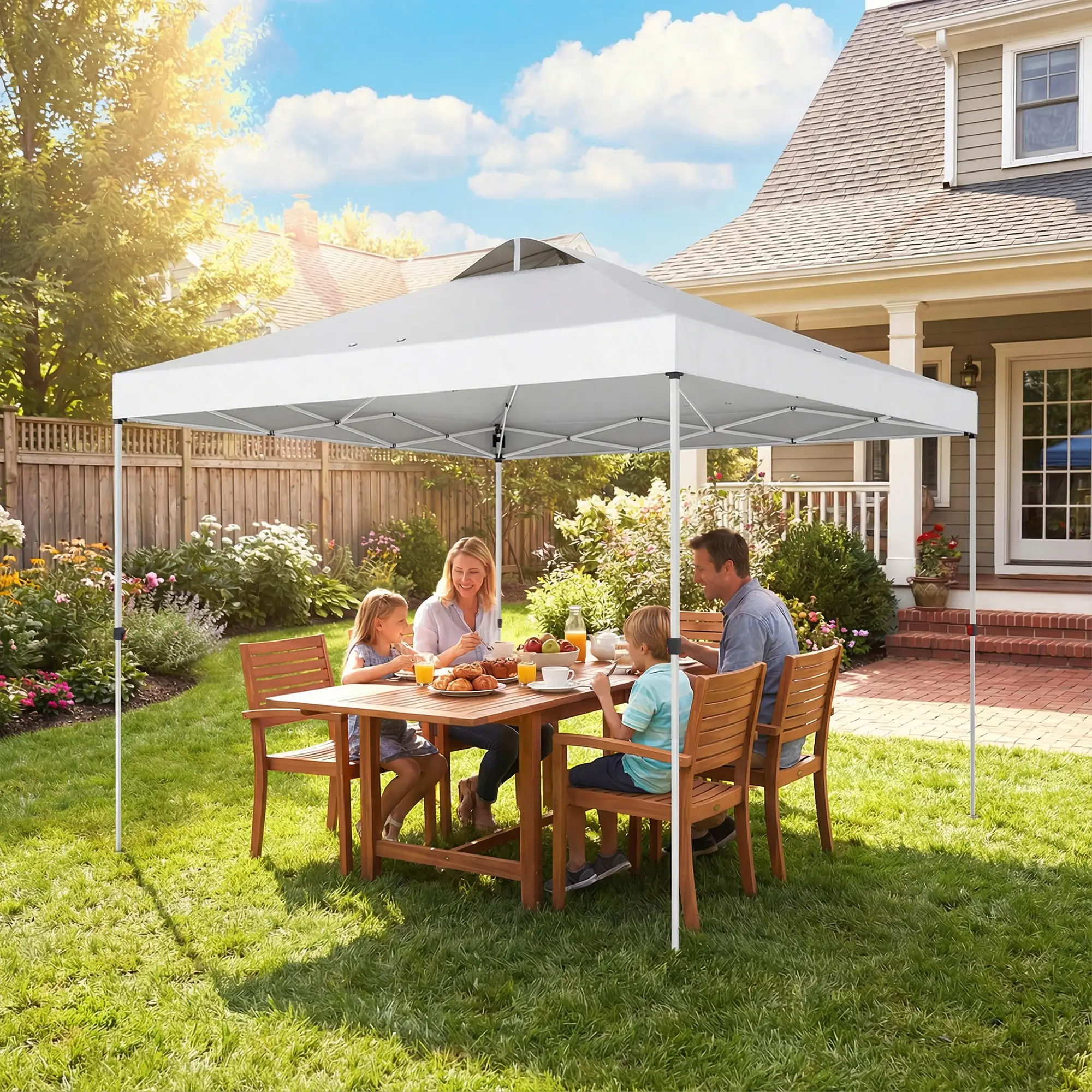 Pop Up Canopy Tent, Waterproof, 9.8' x 9.8', With Carrying Bag, White - Image 9