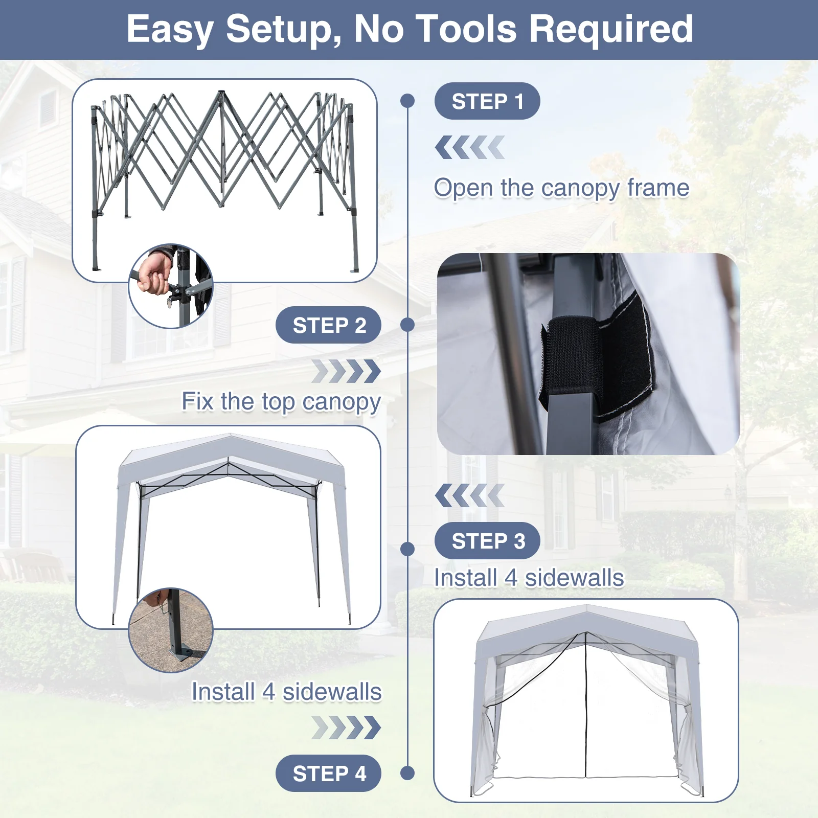 Pop Up Canopy Tent With 4 Sidewalls, Mesh Netting, Wheeled Bag, White - Image 10