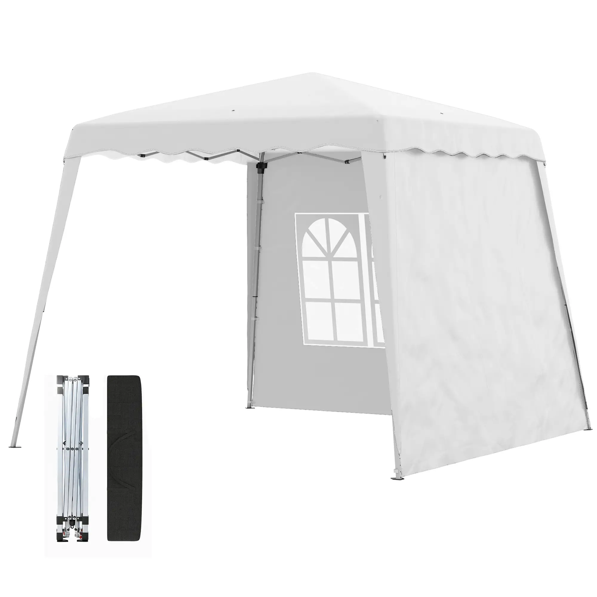 Pop Up Canopy Tent With Sidewalls, UV50+, Carry Bag, Slant Legs, 8 x 8ft