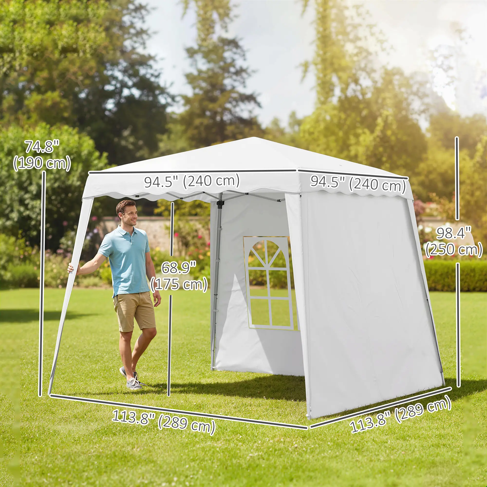 Pop Up Canopy Tent With Sidewalls, UV50+, Carry Bag, Slant Legs, 8 x 8ft - Image 3