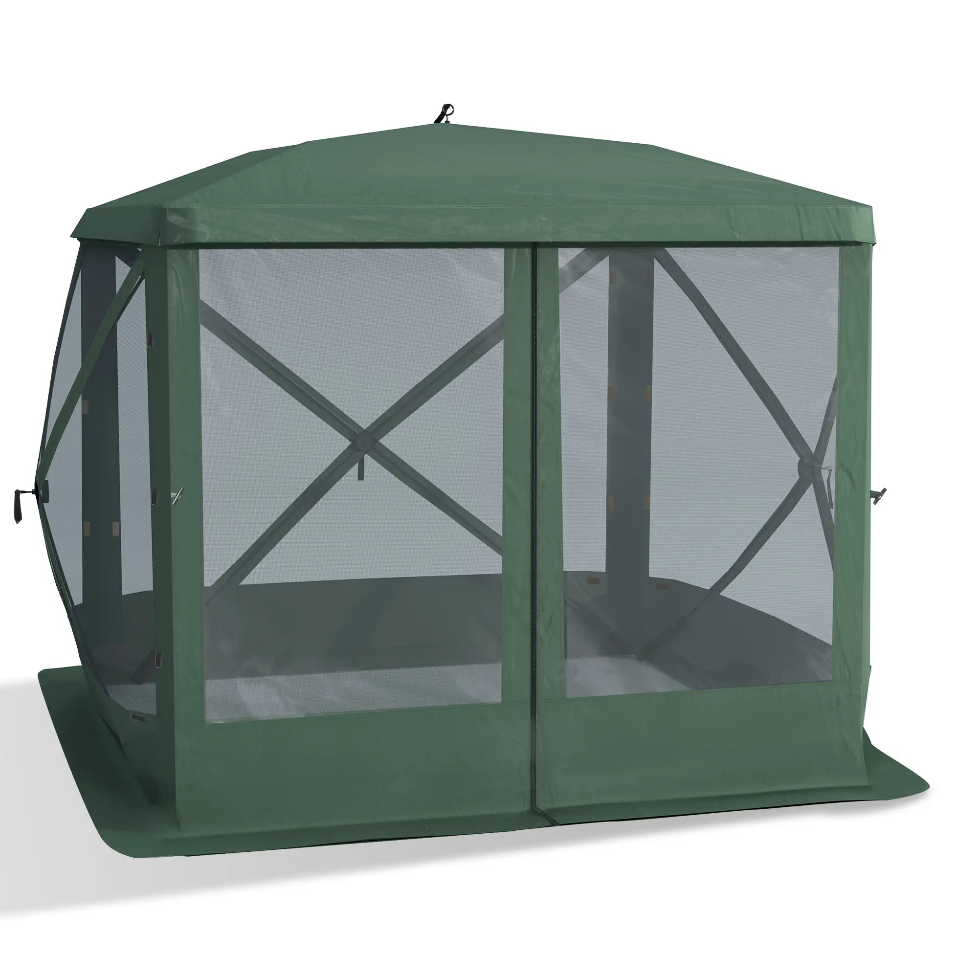 Pop-Up Tent, Foldable, Zippered Door, Ground Stakes, Fits 3-4 People, Green