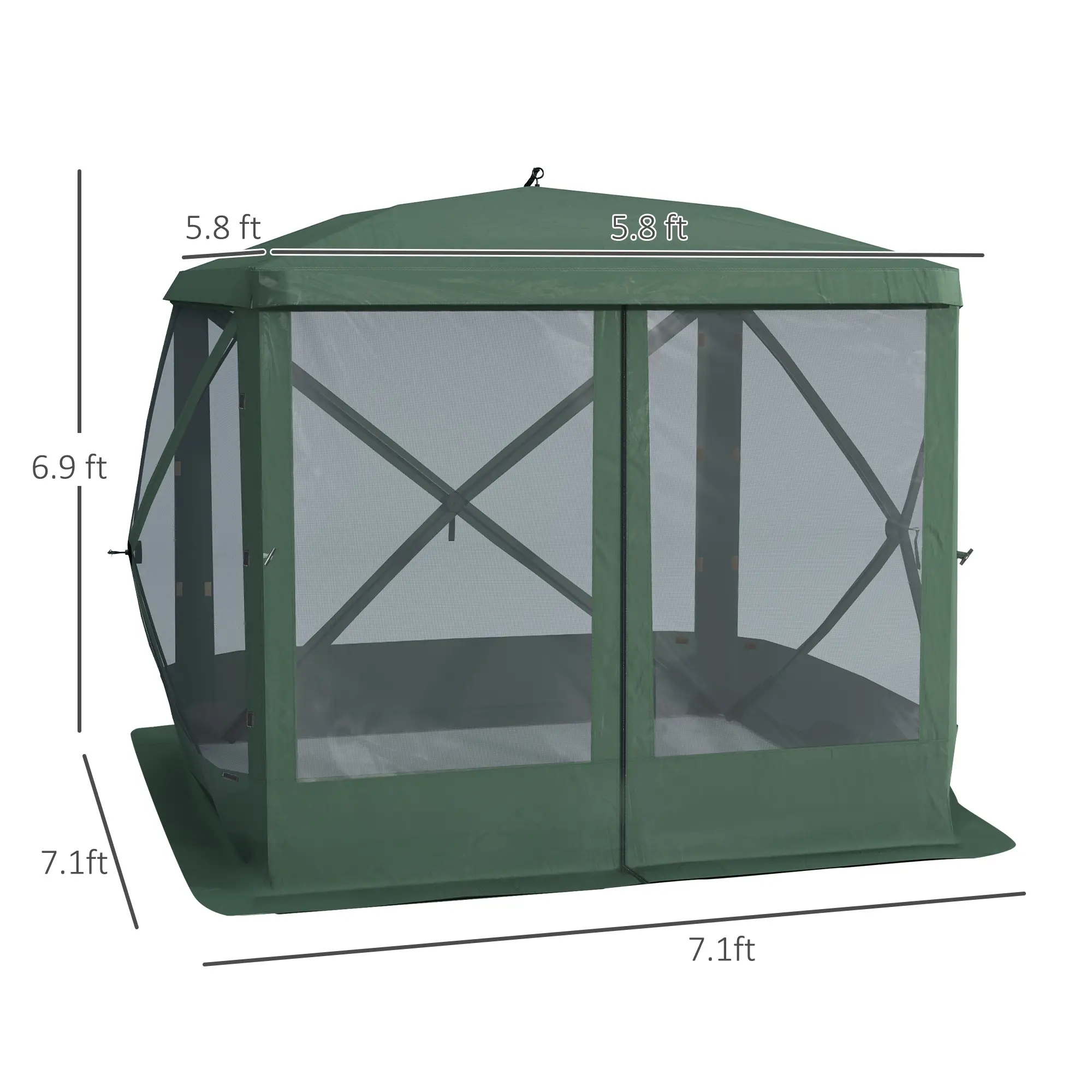 Pop-Up Tent, Foldable, Zippered Door, Ground Stakes, Fits 3-4 People, Green - Image 3
