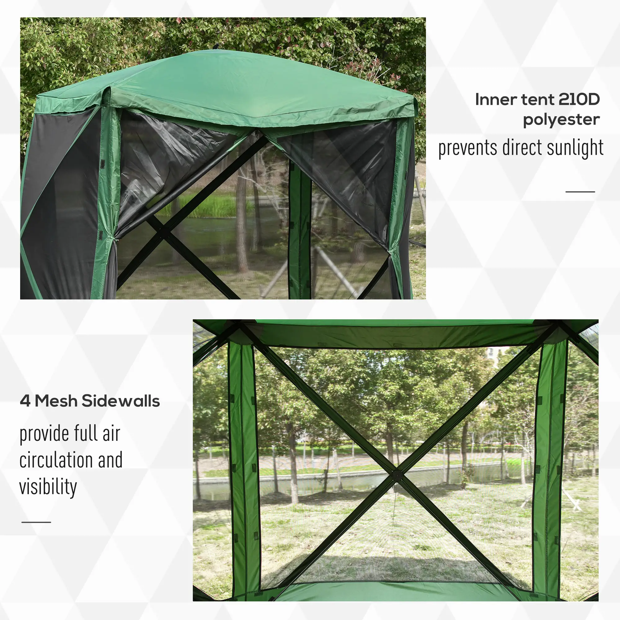 Pop-Up Tent, Foldable, Zippered Door, Ground Stakes, Fits 3-4 People, Green - Image 4