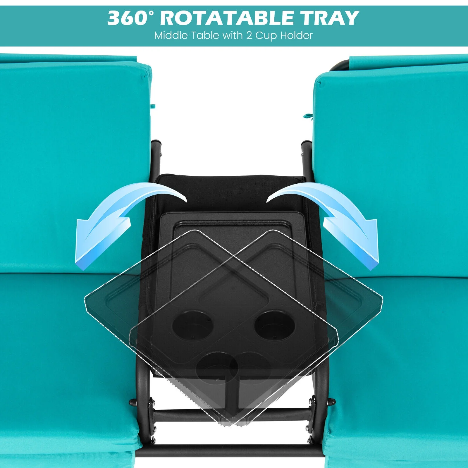 Porch Swing Chair, Adjustable Canopy, Turquoise - Image 10