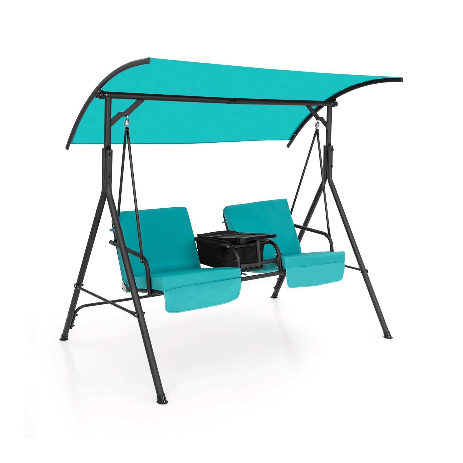 Porch Swing Chair, Adjustable Canopy, Turquoise - Image 4