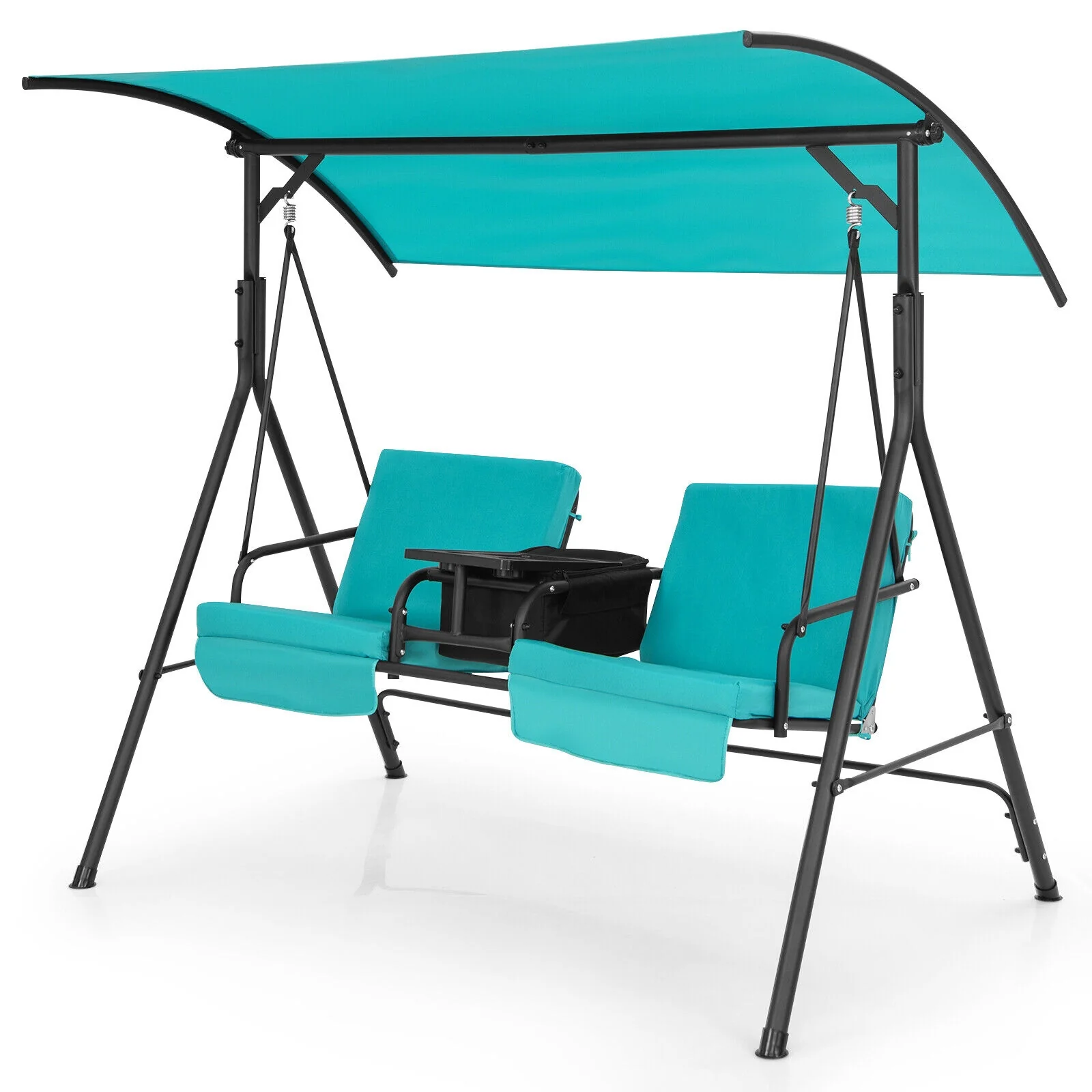 Porch Swing Chair, Adjustable Canopy, Turquoise - Image 5