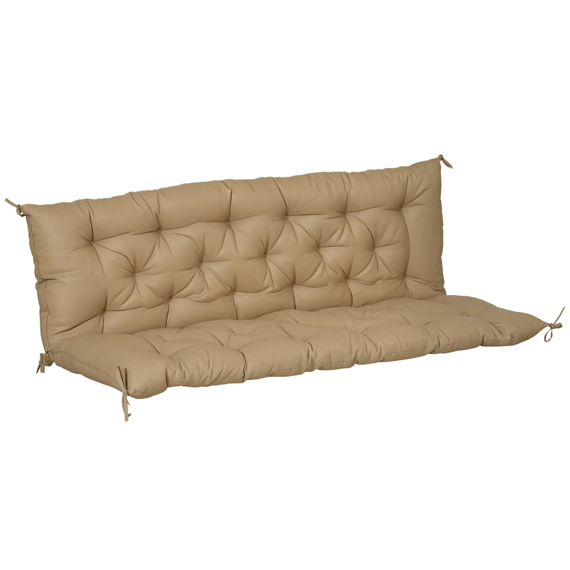 Porch Swing Cushion, Garden Bench Cushion with Backrest, Non-Slip 3-Seater, 59.1" x 38.6", Khaki