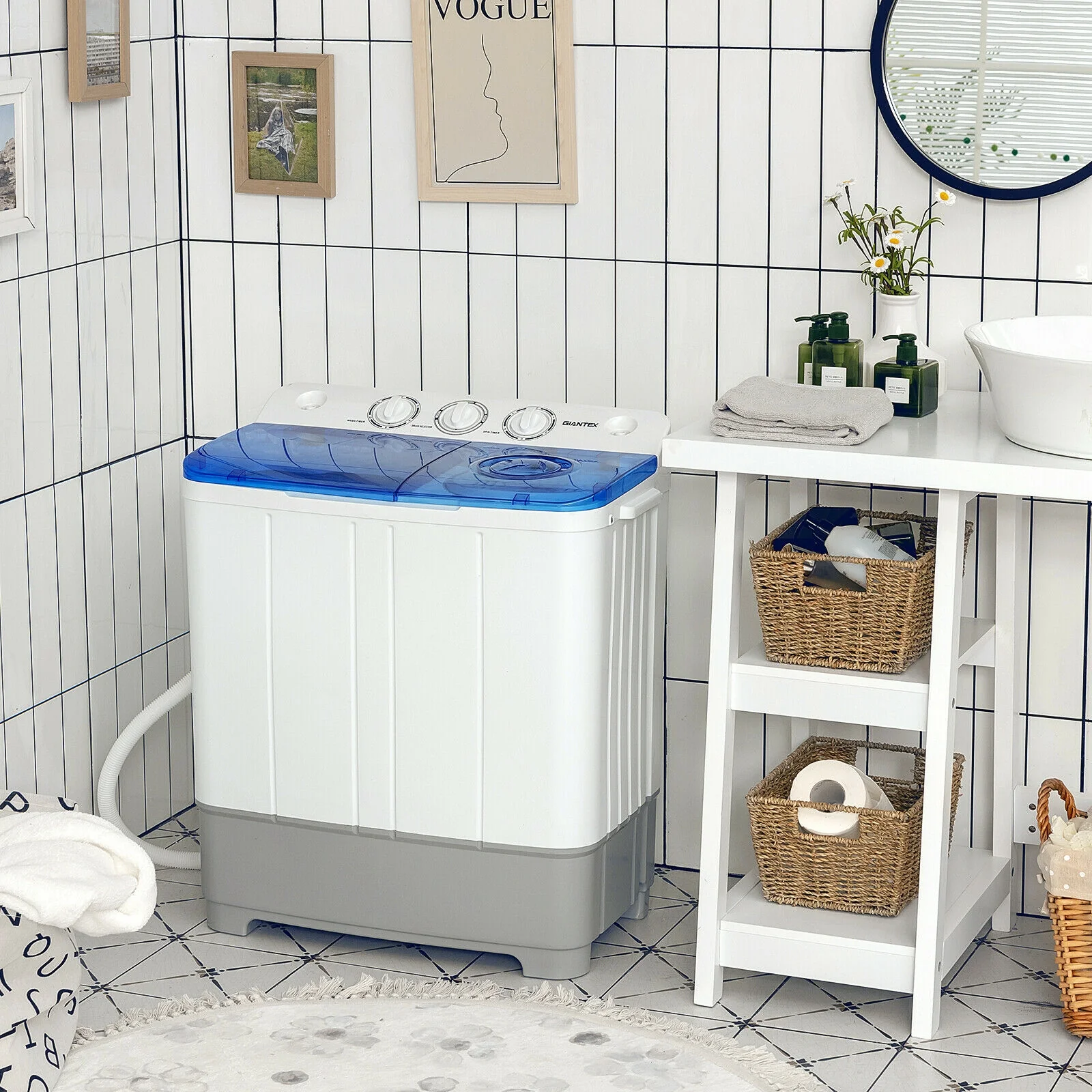Portable 22lbs Washing Machine With Timer Control, Blue - Image 2