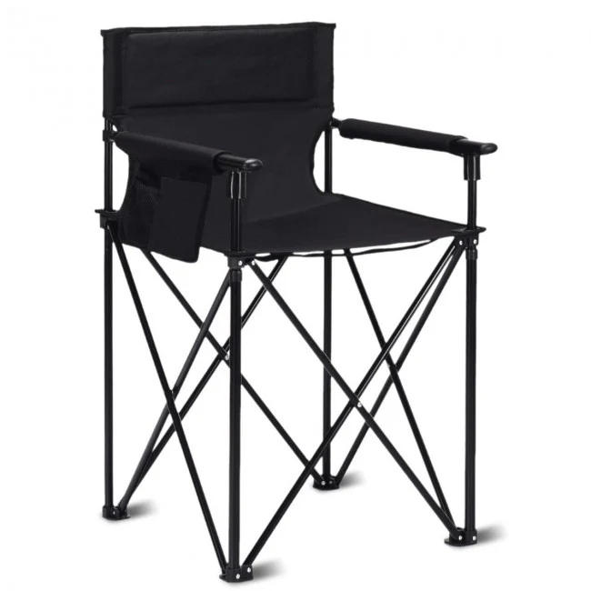 Portable 38 Inch Oversized Folding Chair, Black - Image 4