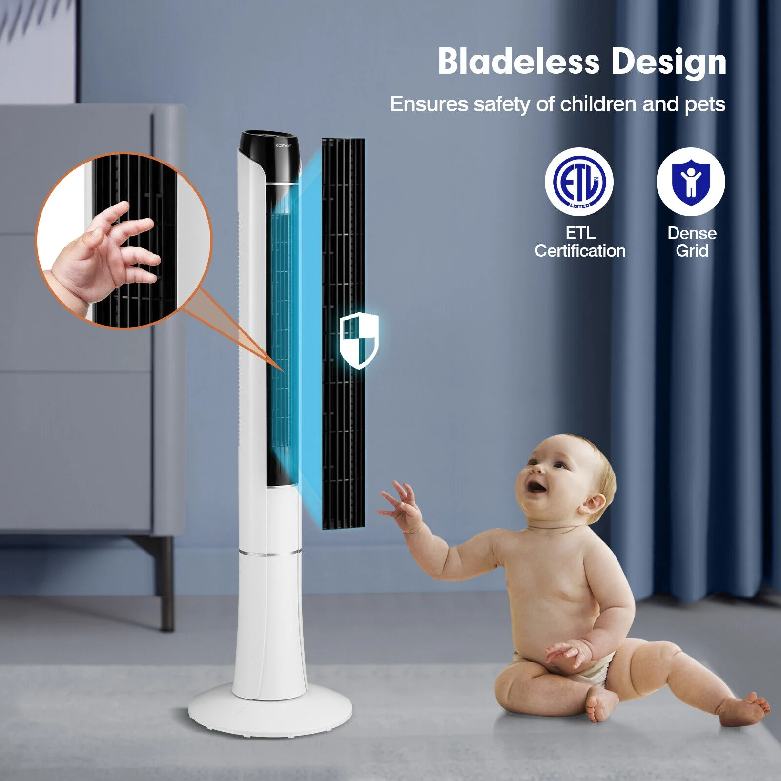Portable 48 Inches Tower Fan, Remote Control, White - Image 10