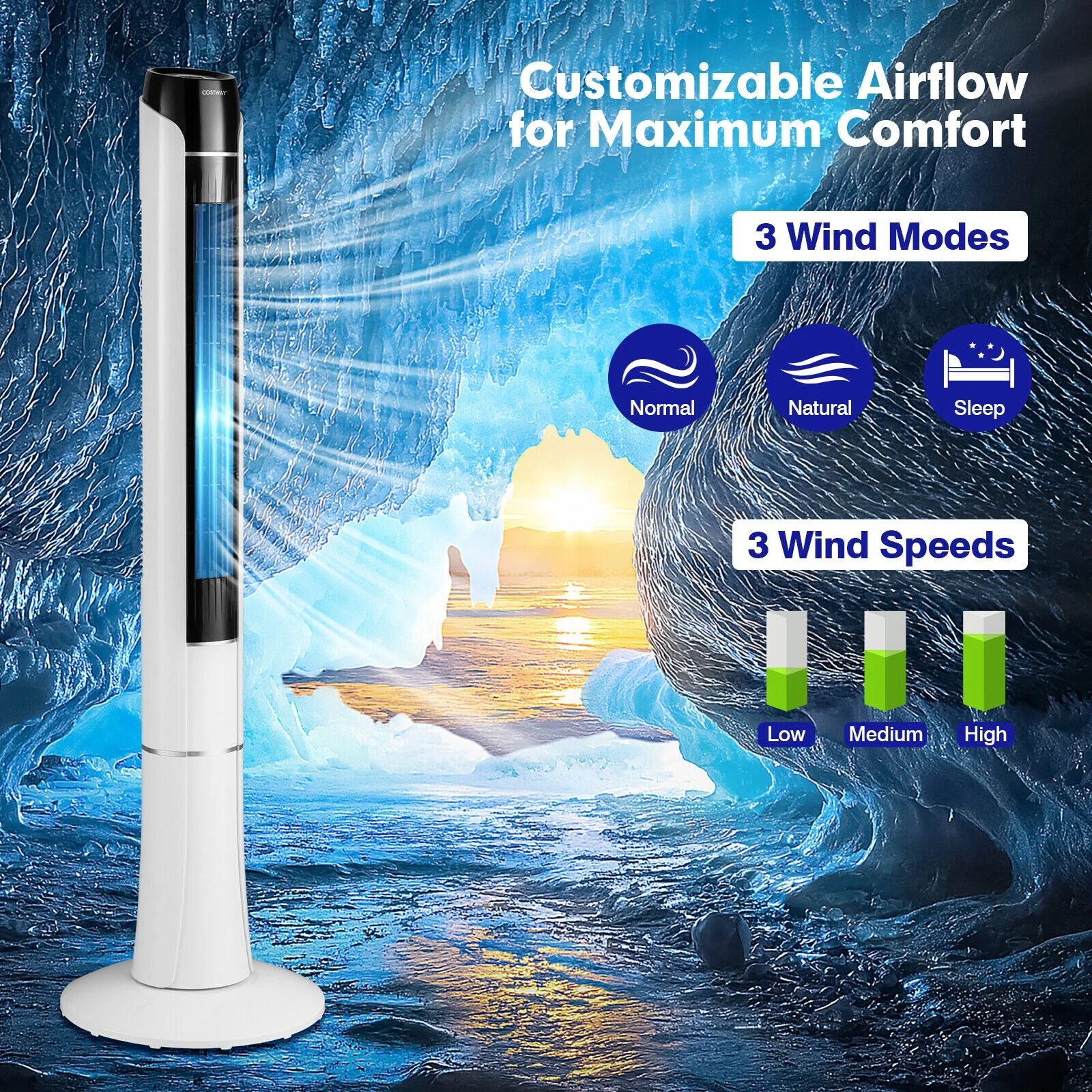 Portable 48 Inches Tower Fan, Remote Control, White - Image 6