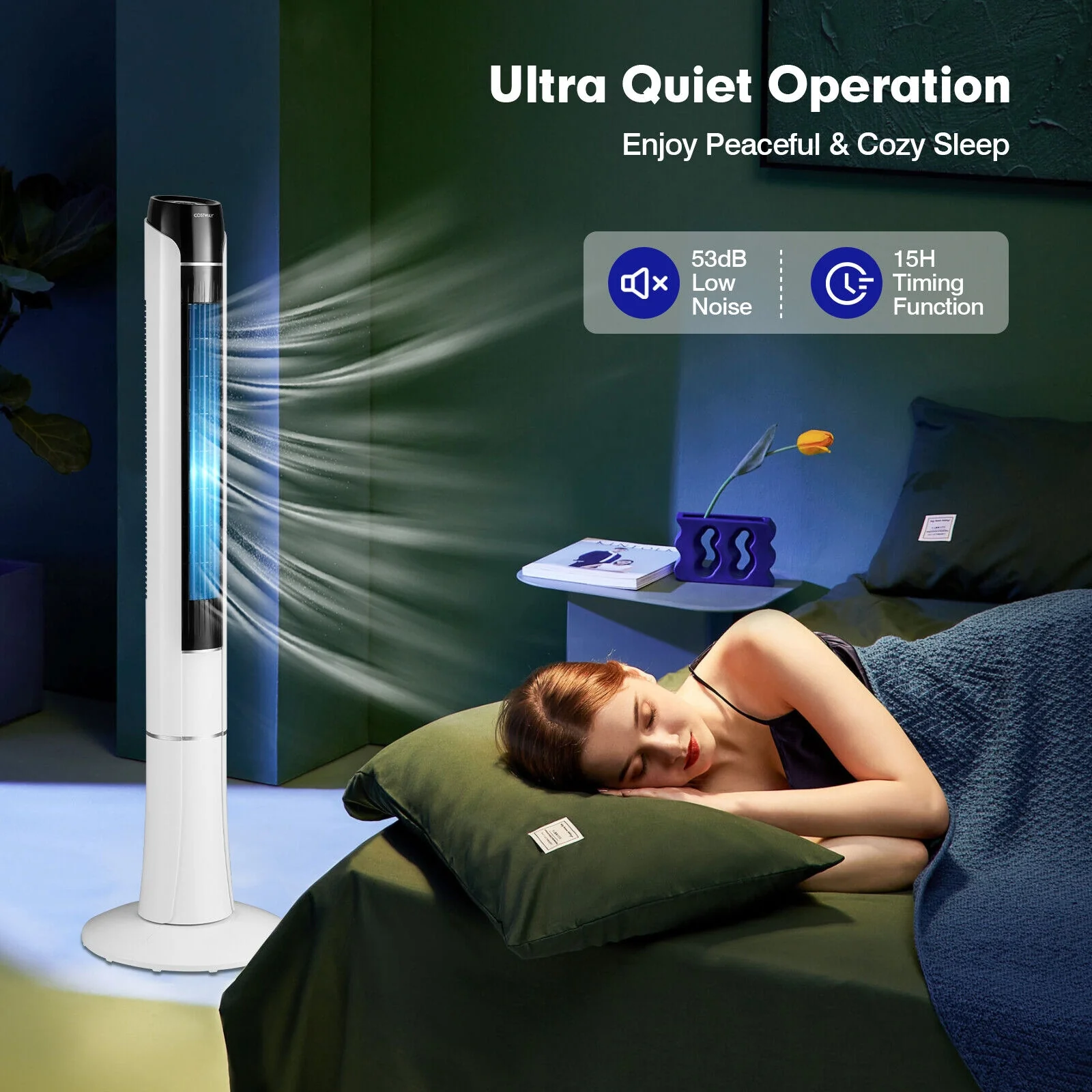 Portable 48 Inches Tower Fan, Remote Control, White - Image 9