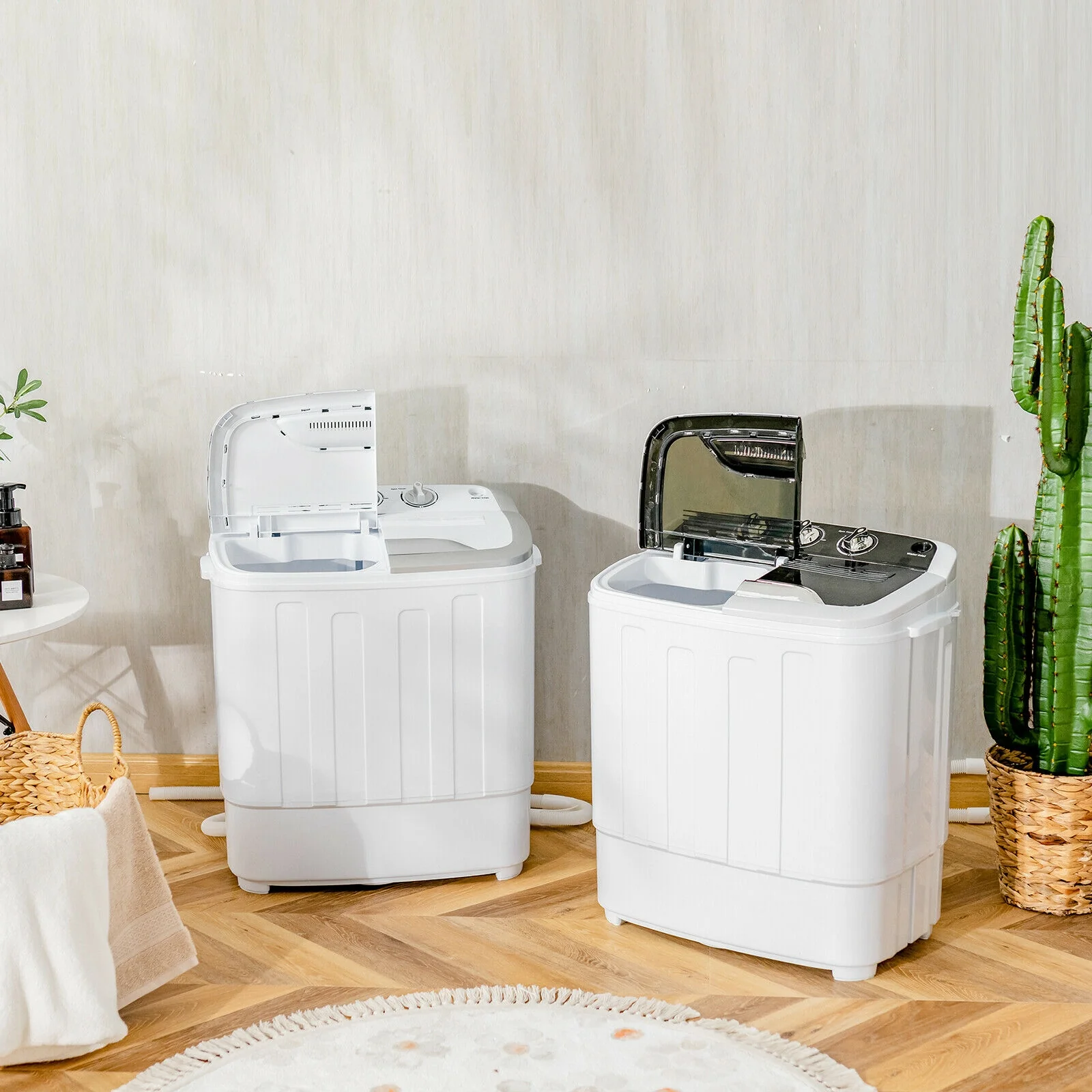 Portable 8 lbs Mini Twin Tub Spinner Washing Machine, Gray - Image 3