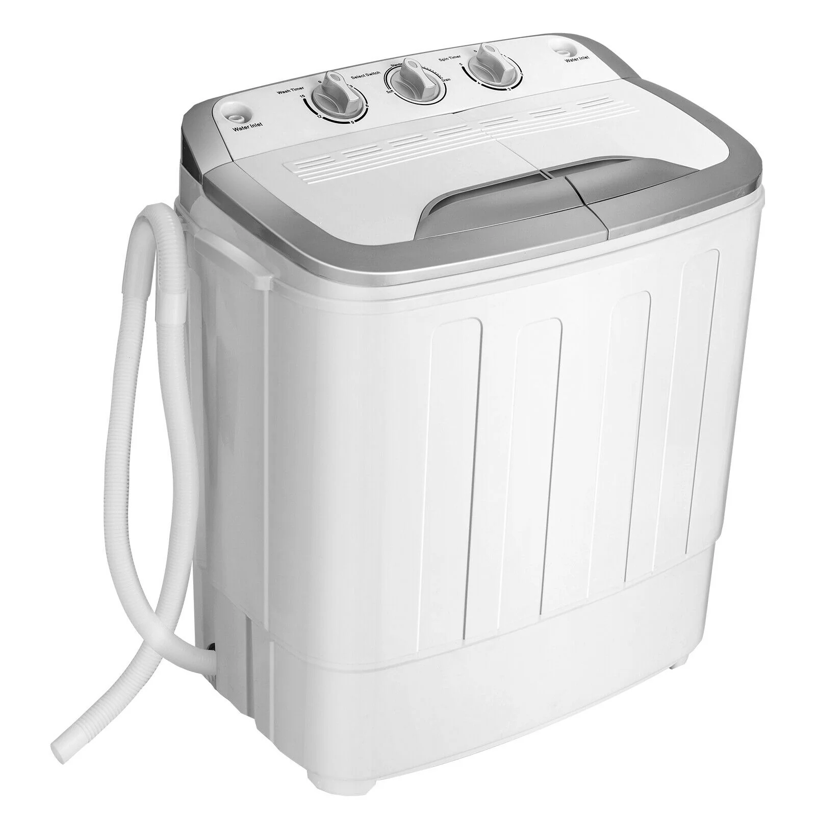 Portable 8 lbs Mini Twin Tub Spinner Washing Machine, Gray - Image 4