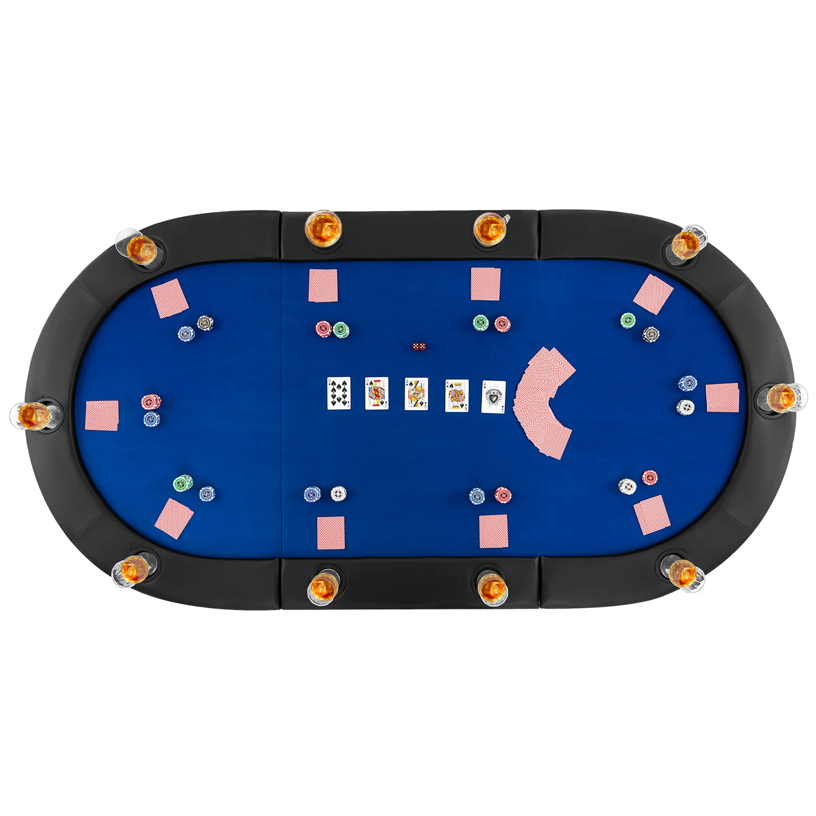 Portable 84 x 42 Inch 10-Player Foldable Padded Poker Table Top, Blue - Image 3