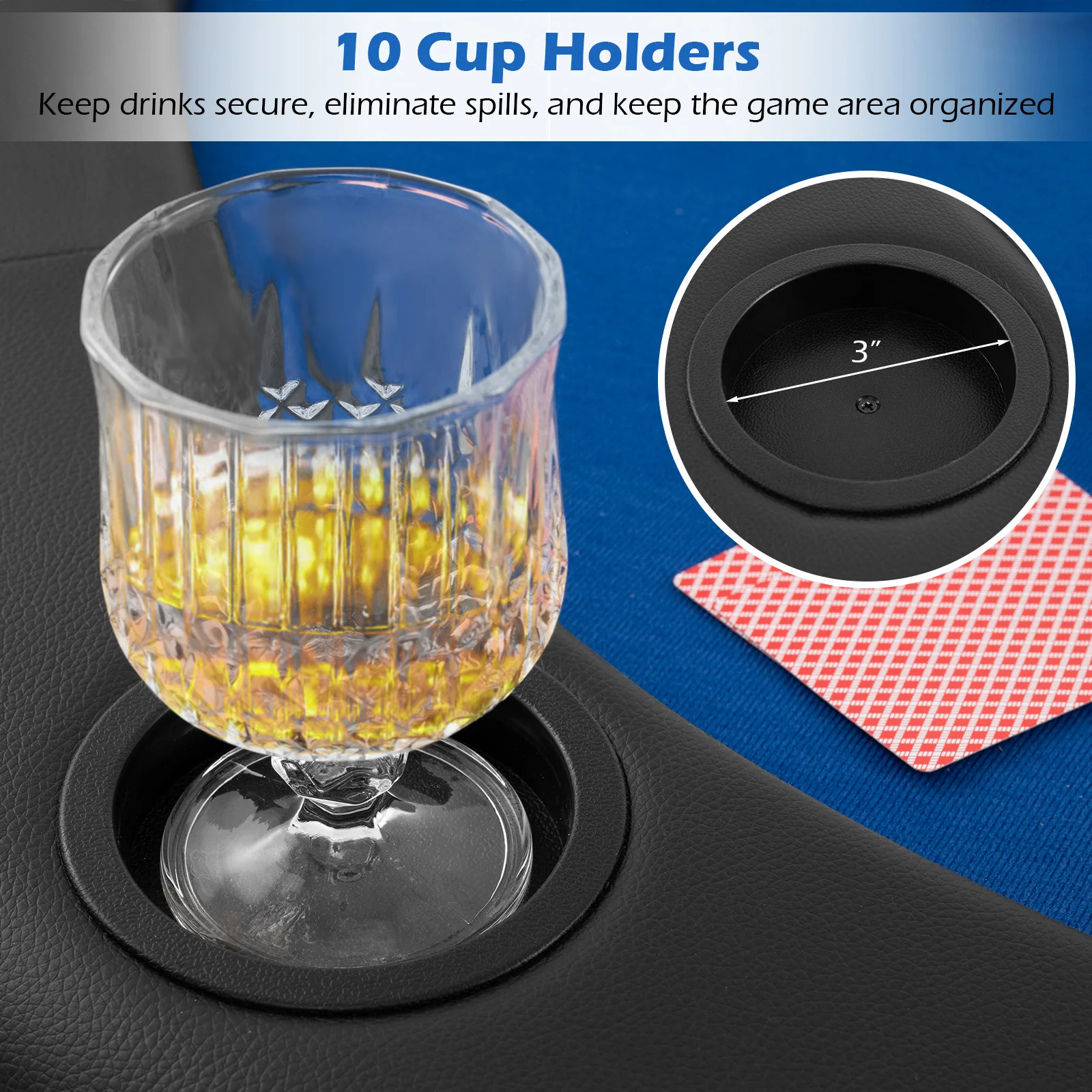 Portable 84 x 42 Inch 10-Player Foldable Padded Poker Table Top, Blue - Image 7