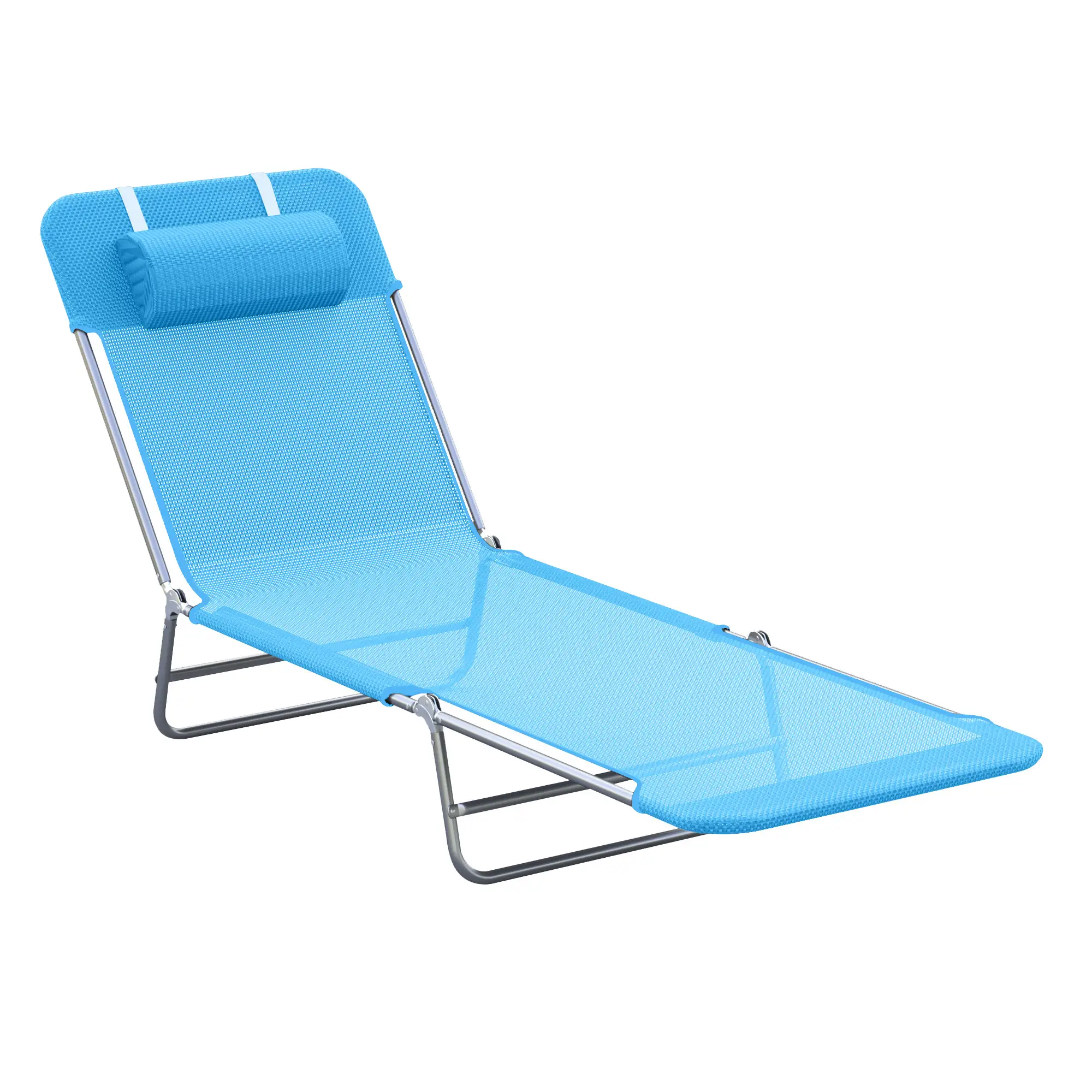 Portable Adjustable Reclining Lounge Chair, Folding Chaise, Blue - Image 11