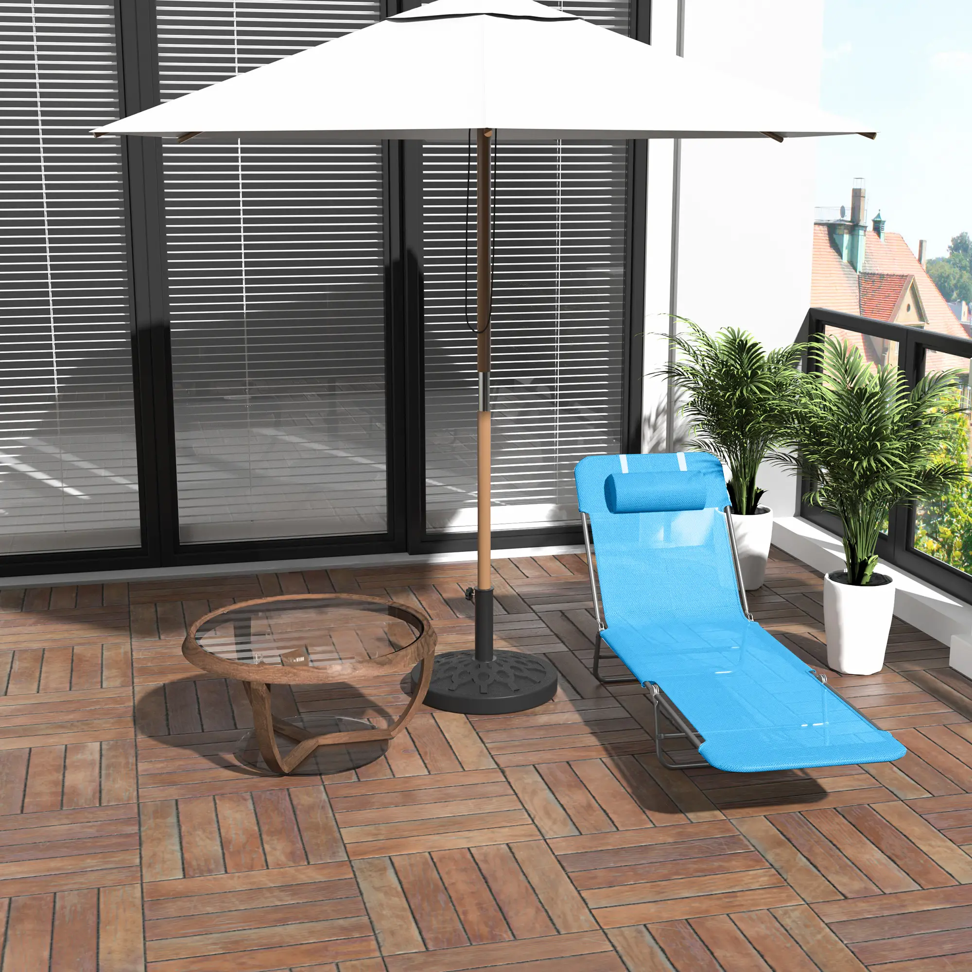 Portable Adjustable Reclining Lounge Chair, Folding Chaise, Blue - Image 8