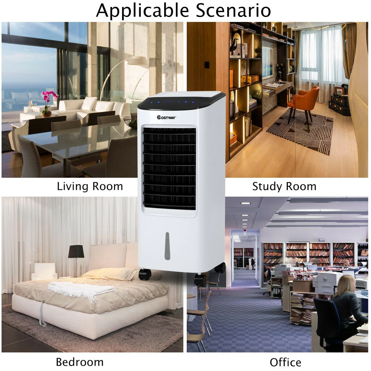 Portable Air Cooler Fan Humidifier, Remote Control, White, Black - Image 9