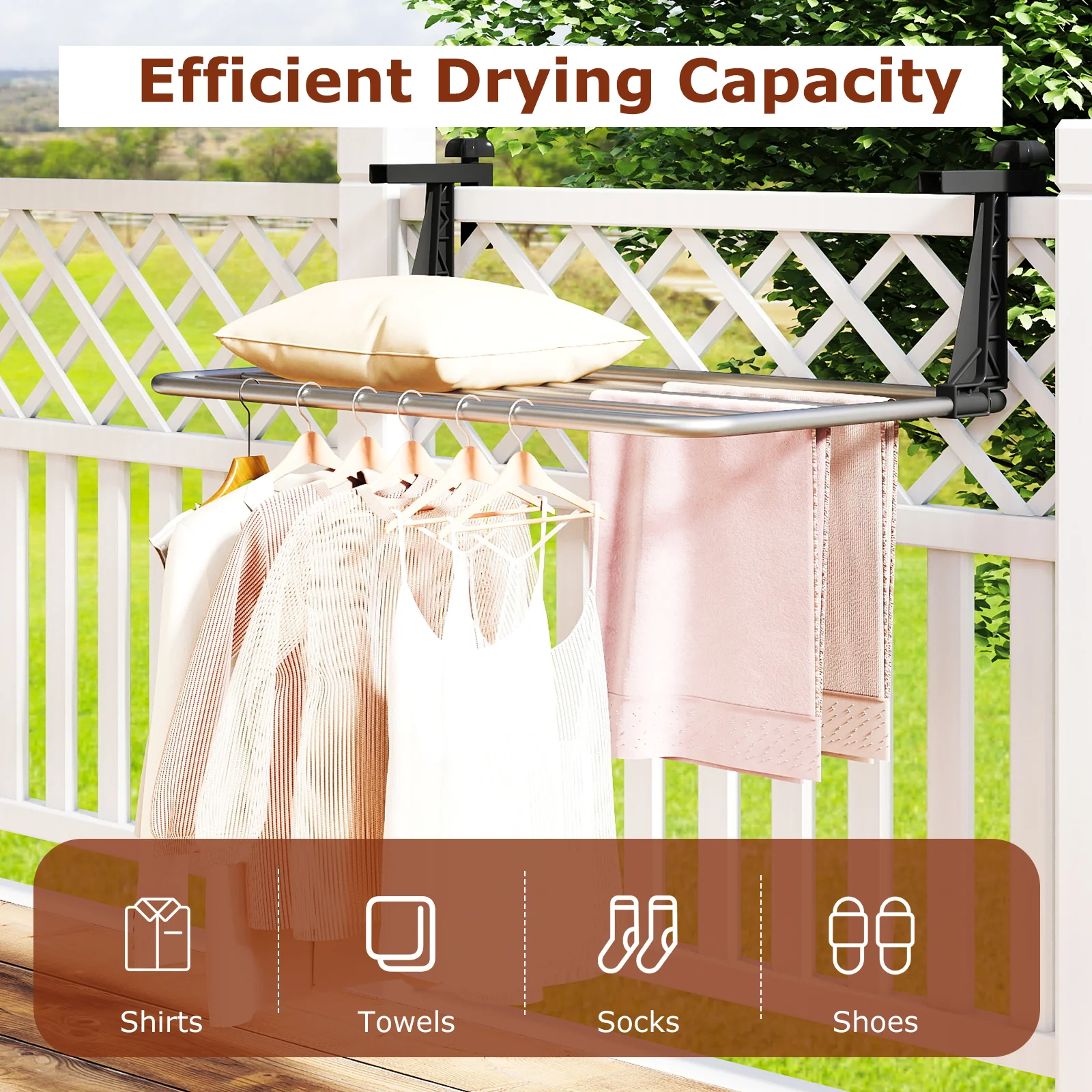Portable Aluminum Clothes and Towel Drying Rack - Image 9