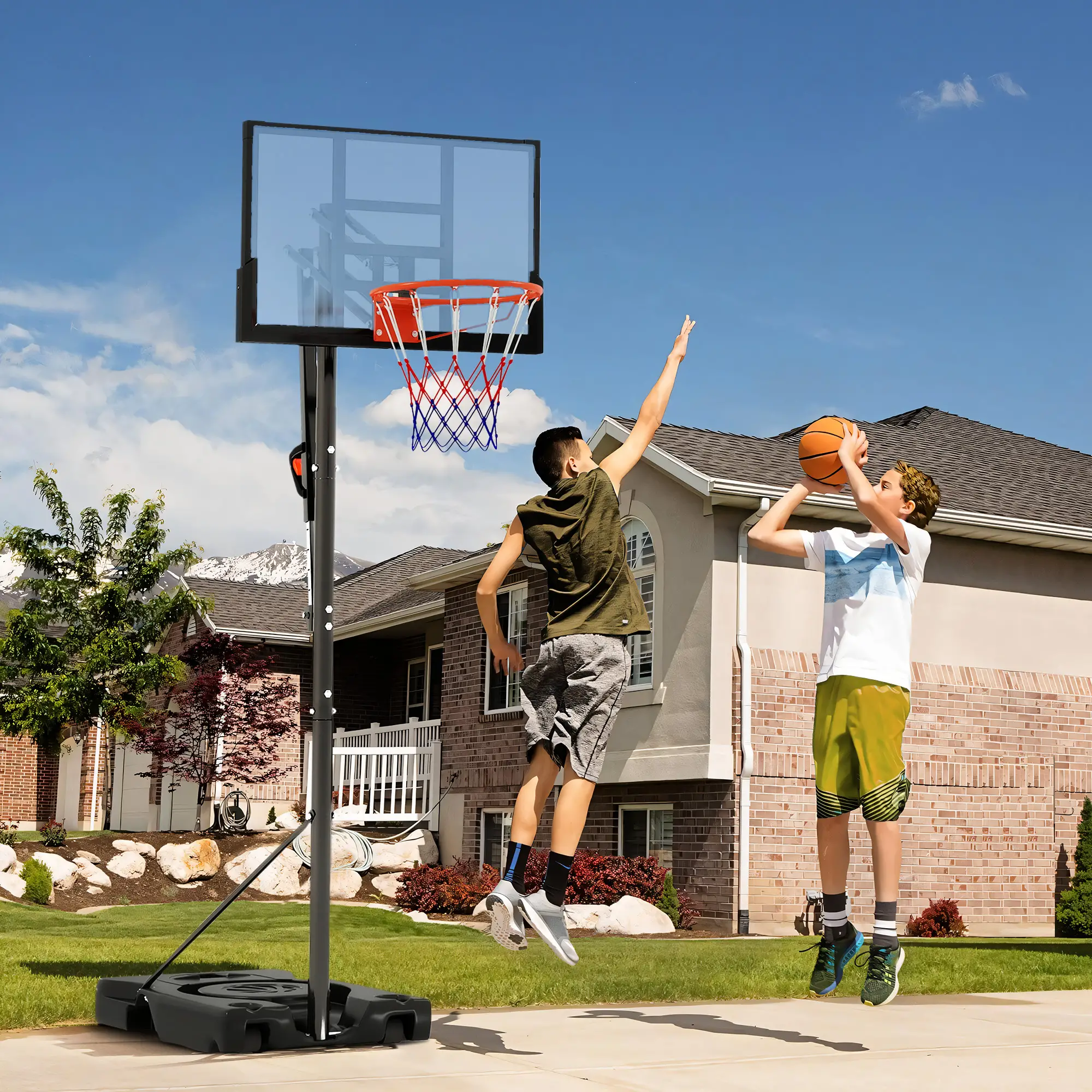 Portable Basketball Hoop, 4.4-10ft with Wheels and 44.5" Backboard, for Teenagers Youth Adults - Image 2