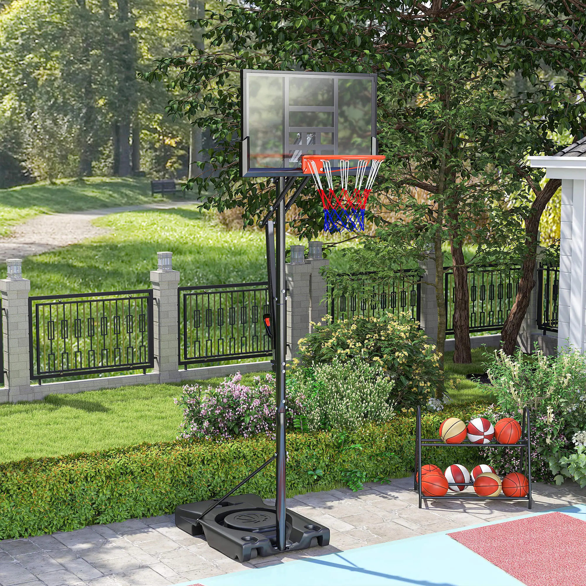 Portable Basketball Hoop, 4.4-10ft with Wheels and 44.5" Backboard, for Teenagers Youth Adults - Image 9