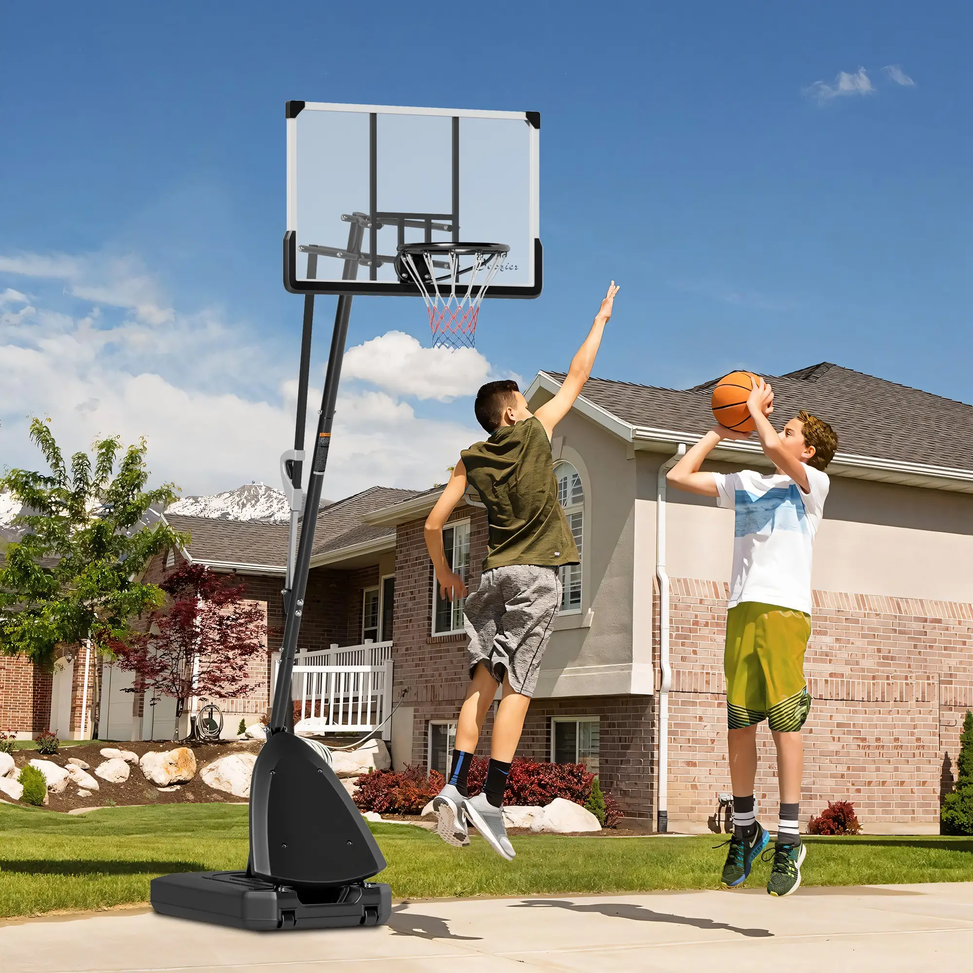 Portable Basketball Hoop, 5-10ft, 44" Shatterproof Backboard, Wheels - Image 2