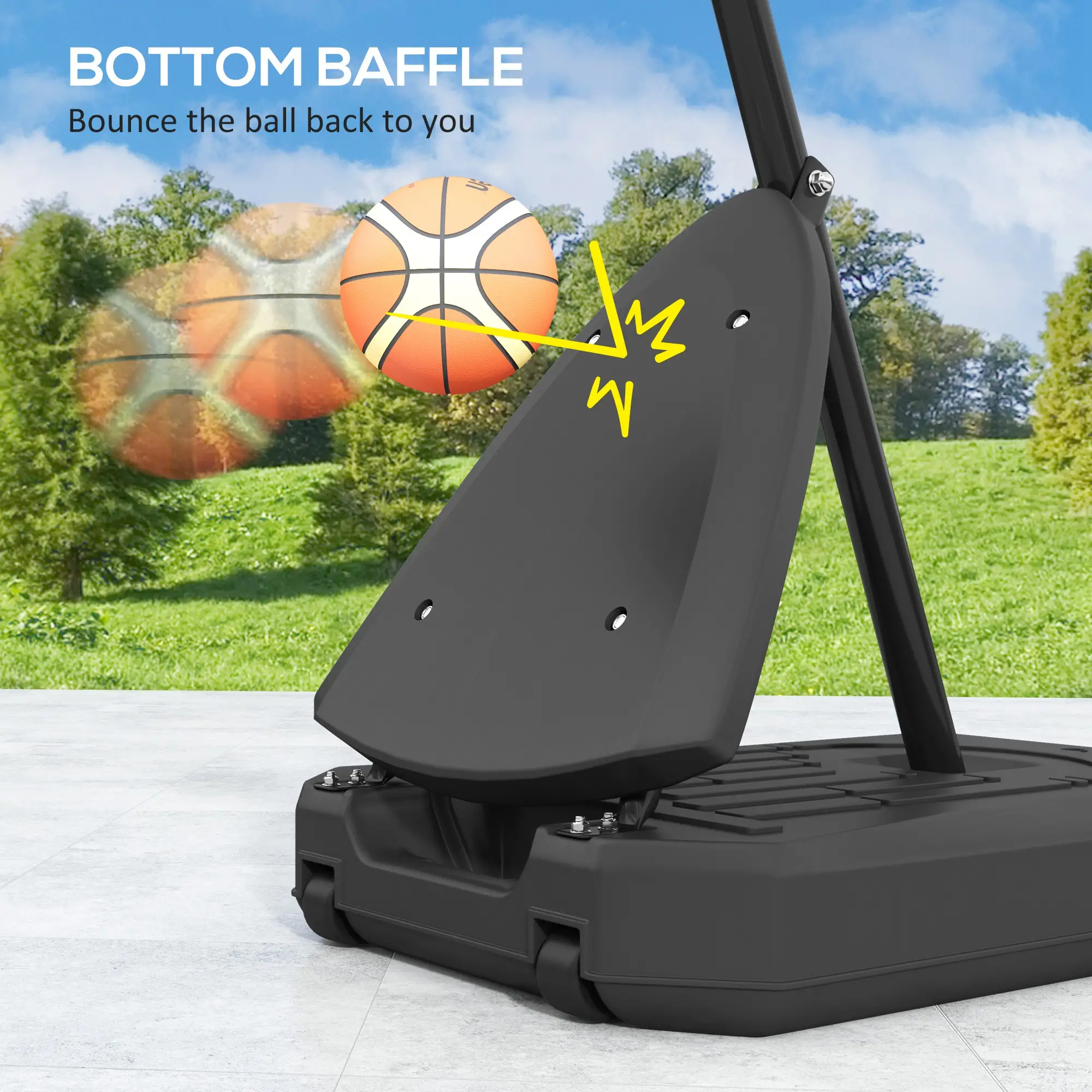 Portable Basketball Hoop, 5-10ft, 44" Shatterproof Backboard, Wheels - Image 5