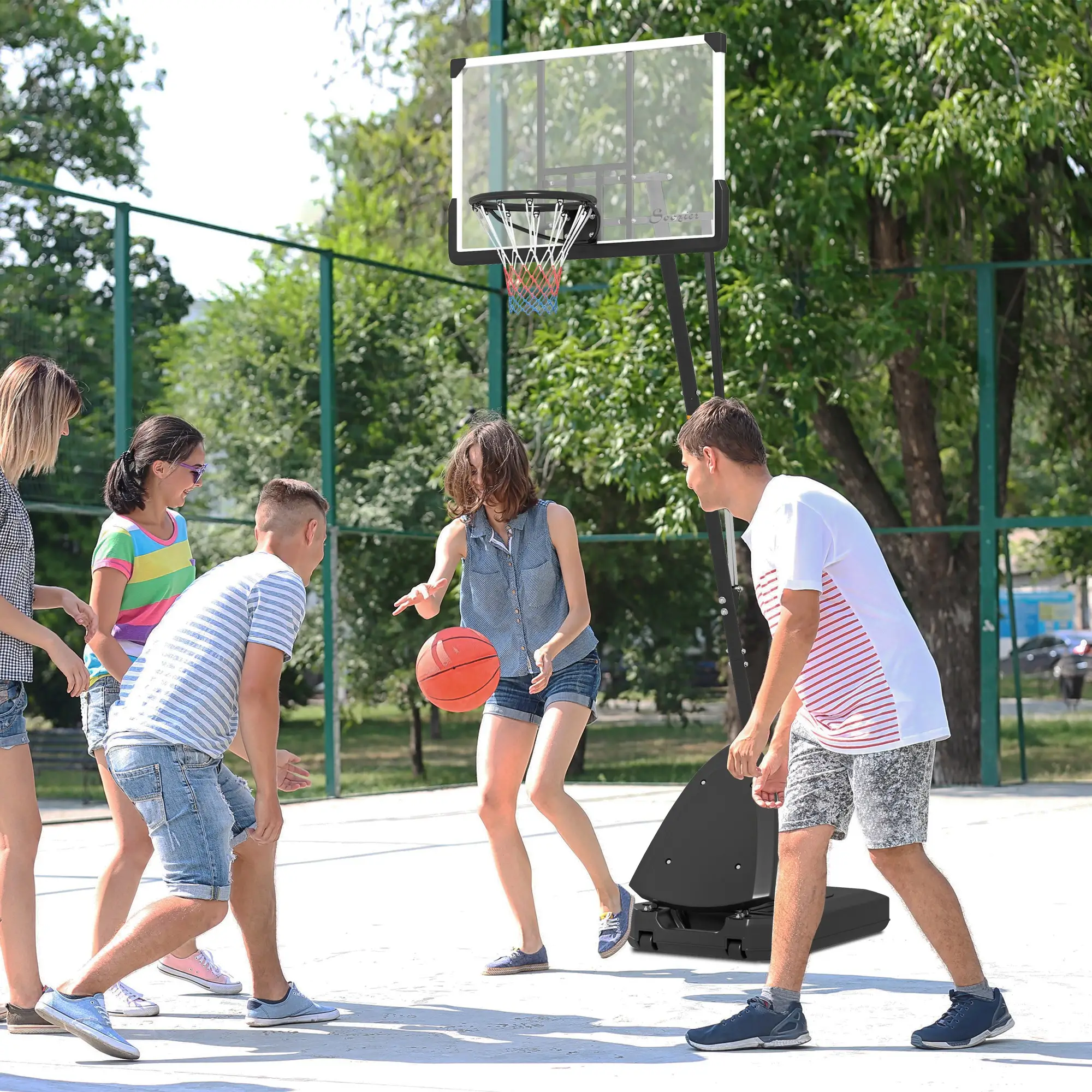 Portable Basketball Hoop, 5-10ft, 44" Shatterproof Backboard, Wheels - Image 8