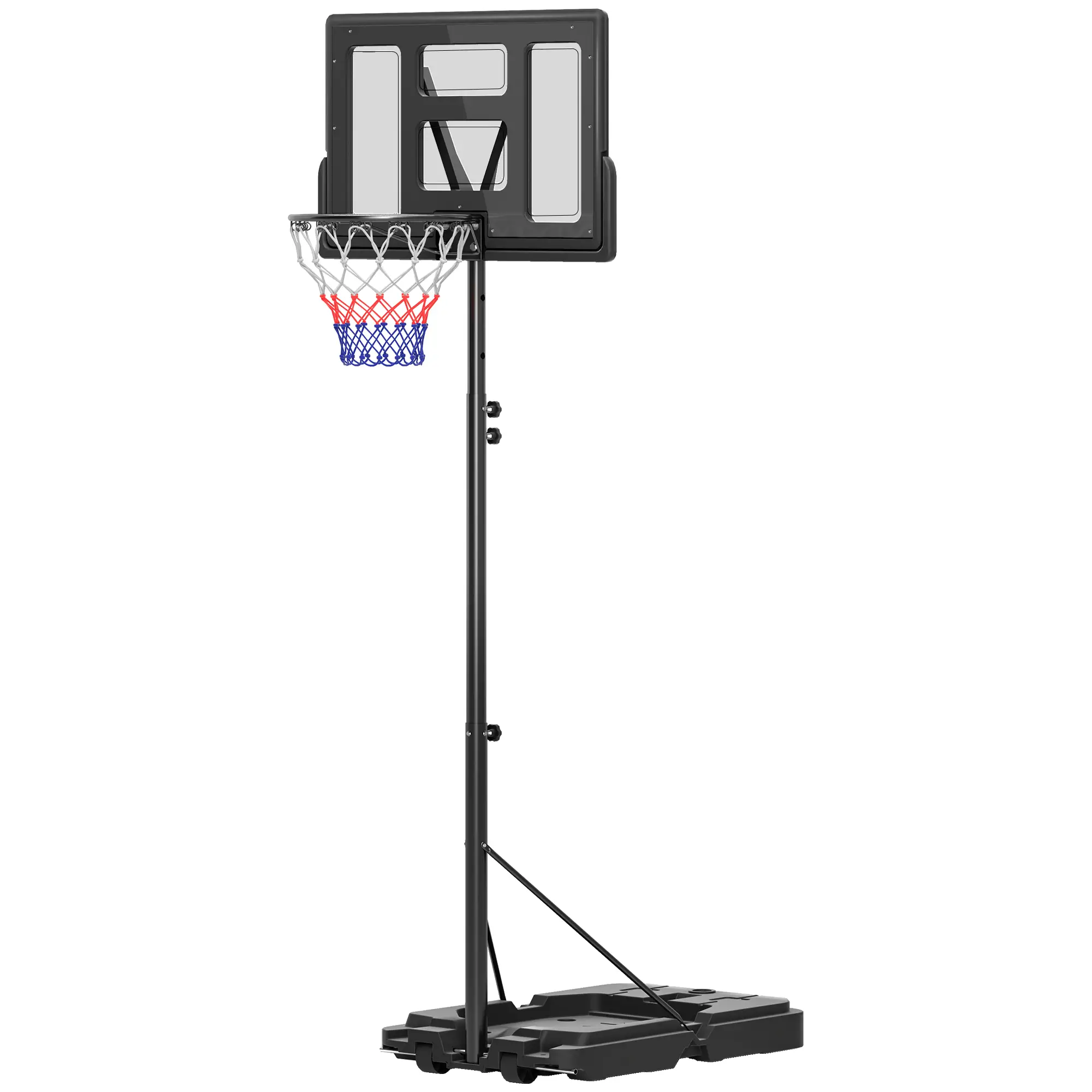 Portable Basketball Hoop, 7.5-10ft, 43" Backboard, Wheels, for Teens Adults
