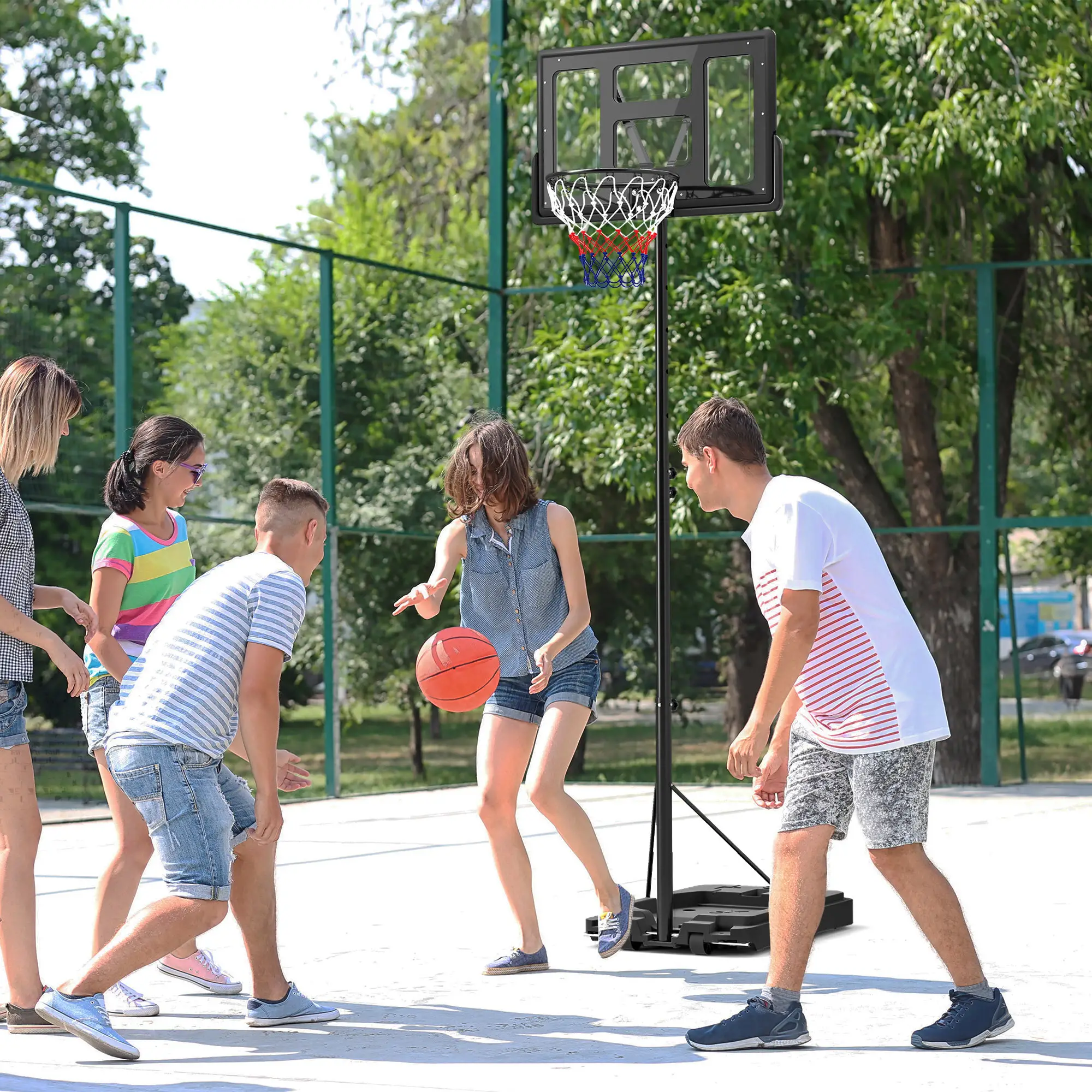 Portable Basketball Hoop, 7.5-10ft, 43" Backboard, Wheels, for Teens Adults - Image 2