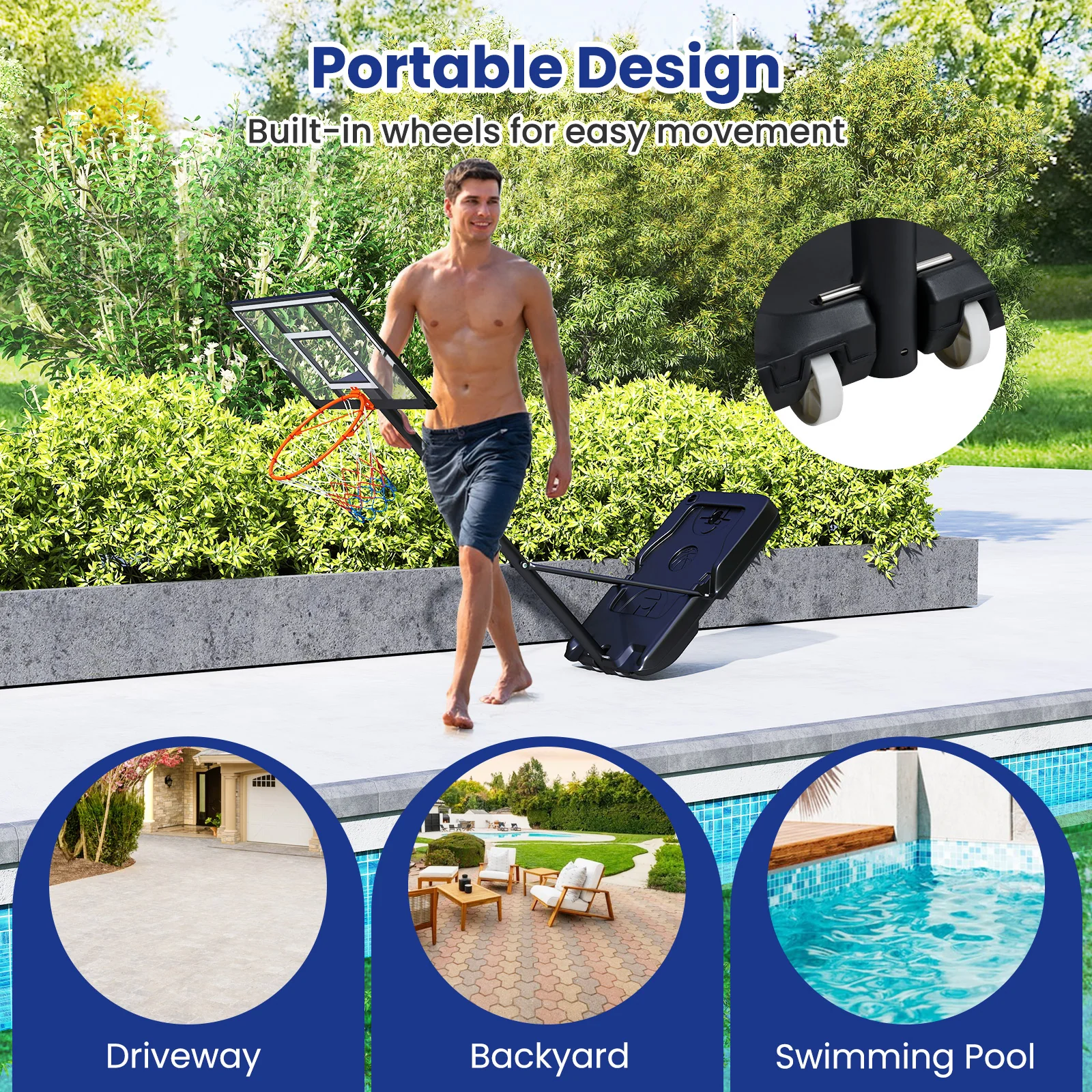 Portable Basketball Hoop, Adjustable 3.3-10 Feet, Black - Image 10