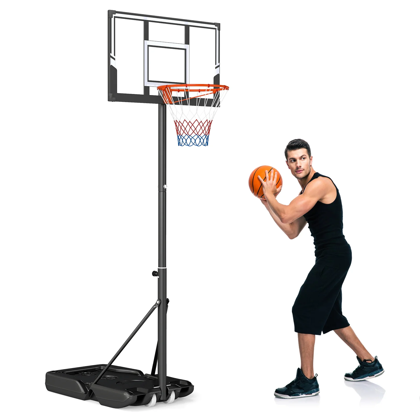 Portable Basketball Hoop, Adjustable 3.3-10 Feet, Black - Image 4