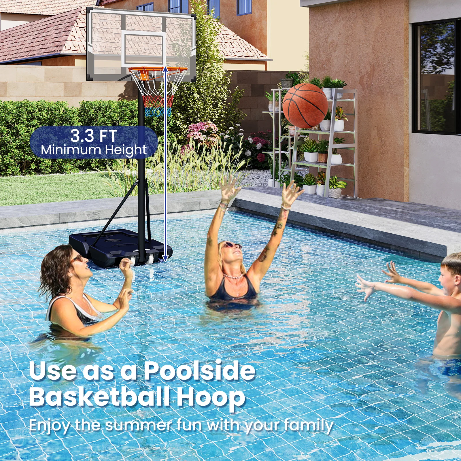 Portable Basketball Hoop, Adjustable 3.3-10 Feet, Black - Image 6
