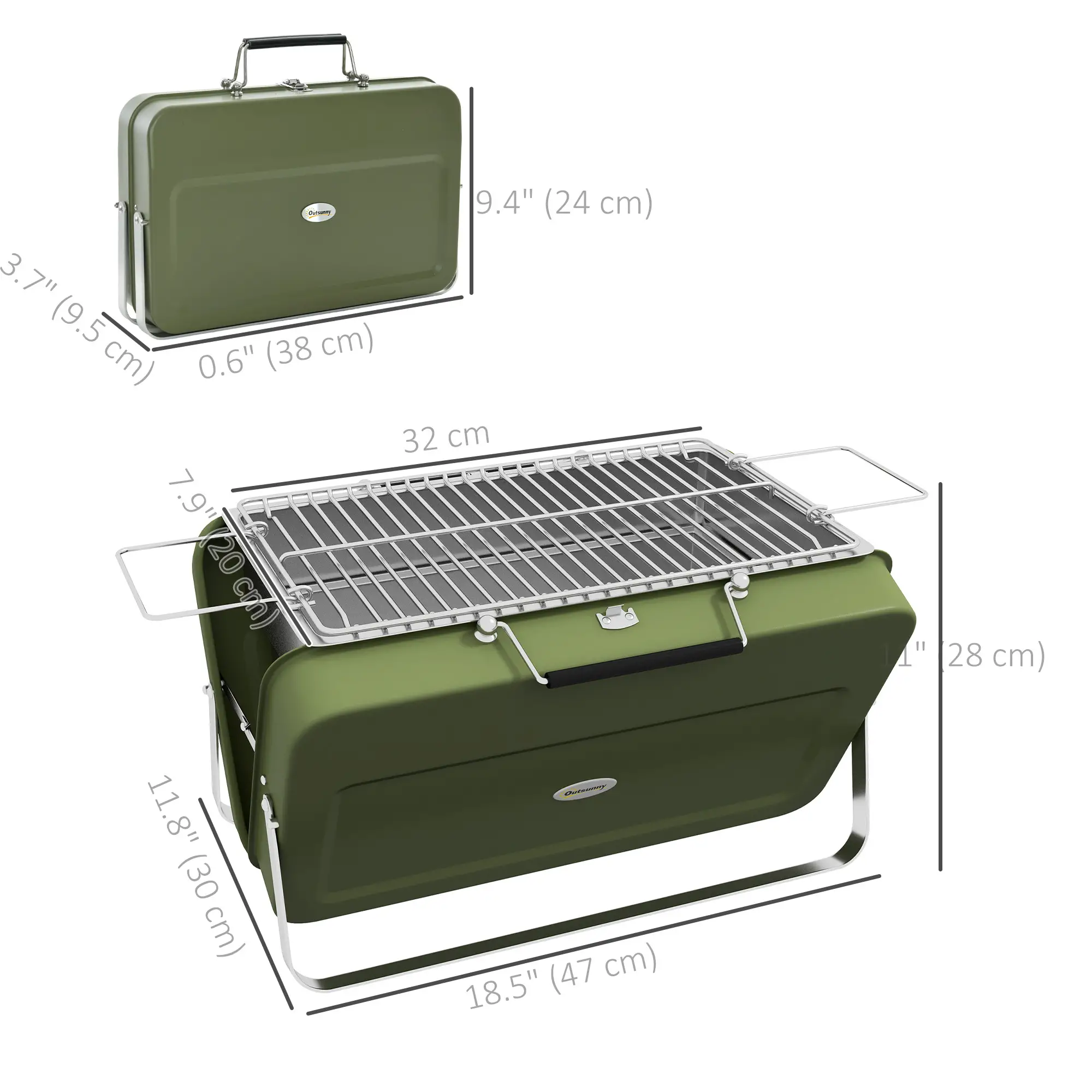 Portable BBQ Grill, Metal, Black - Image 3