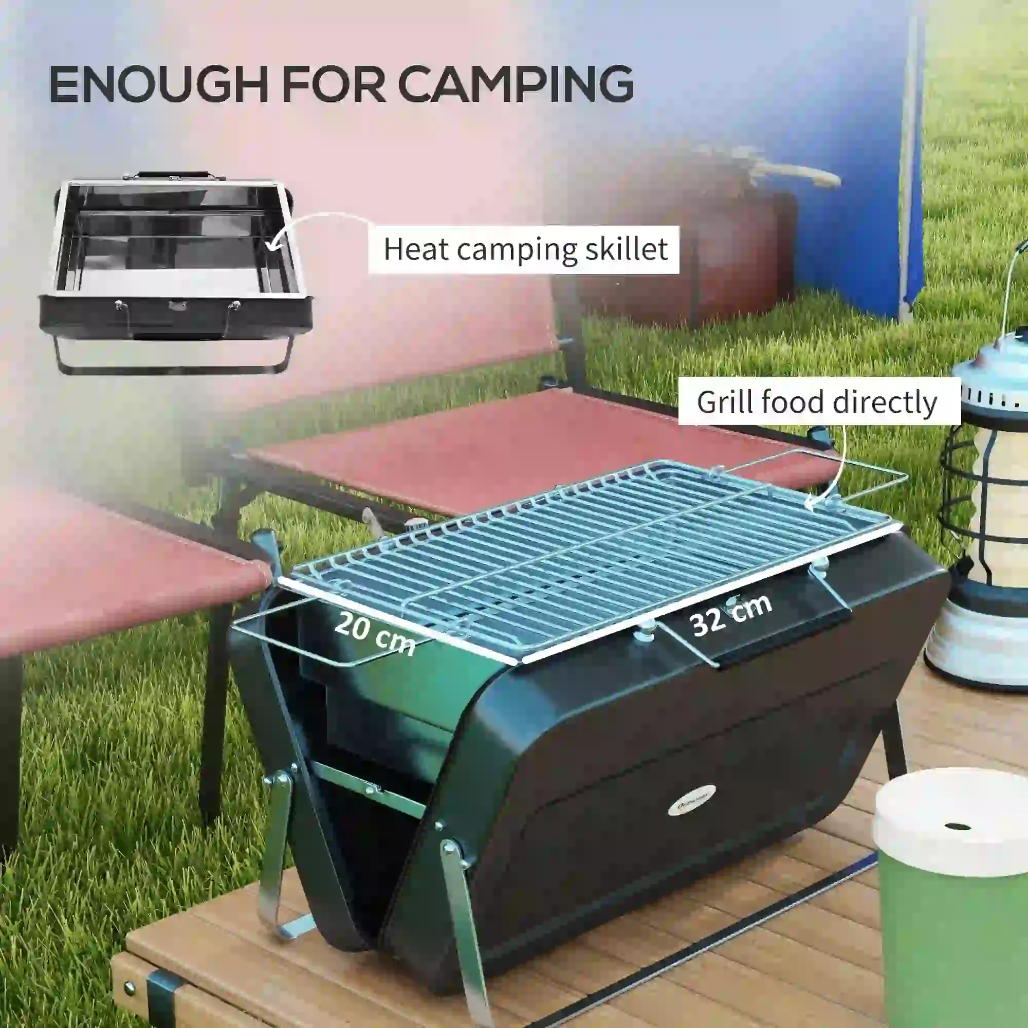 Portable BBQ Grill, Metal, Black - Image 6