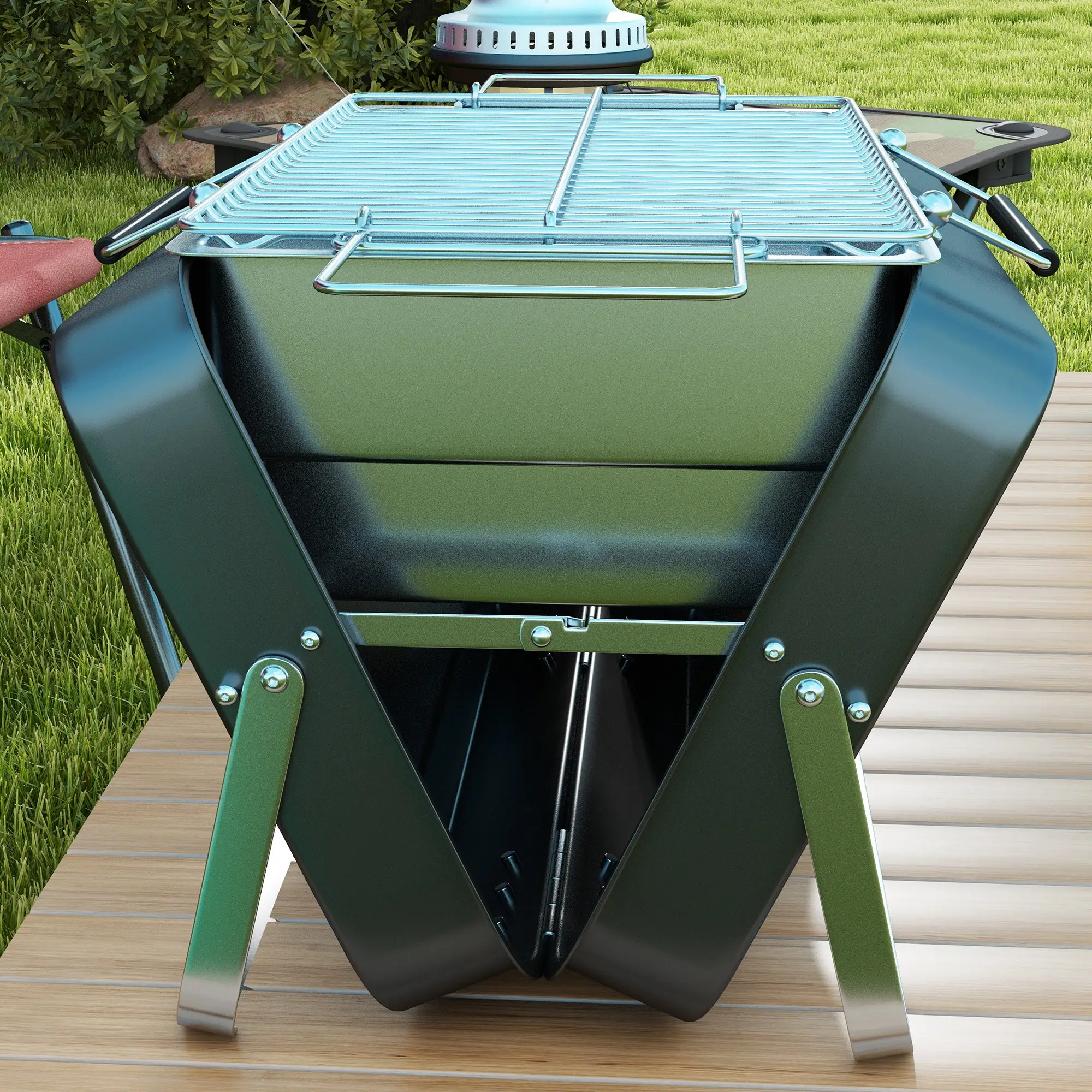 Portable BBQ Grill, Metal, Black - Image 7