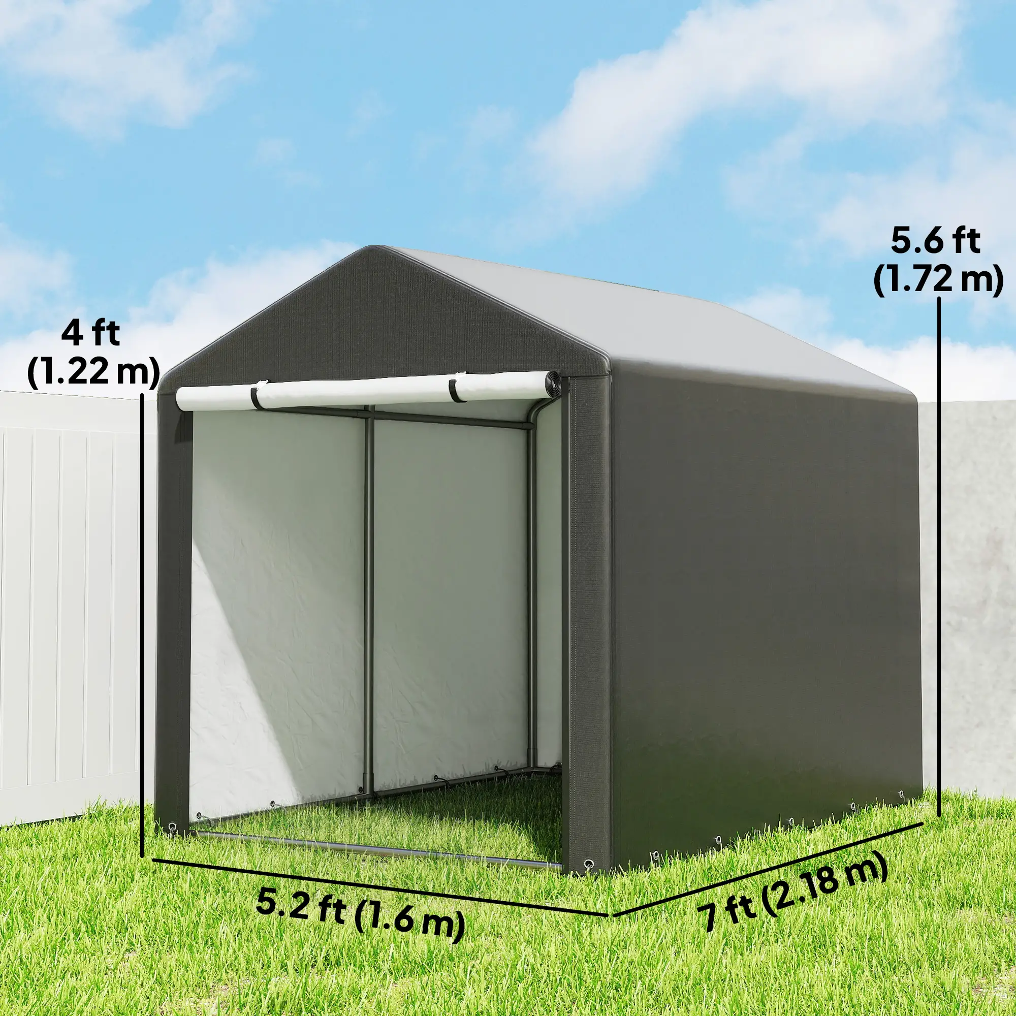 Portable Bicycle Shed, Galvanised Steel Frame, Large Door, Waterproof, Black - Image 3