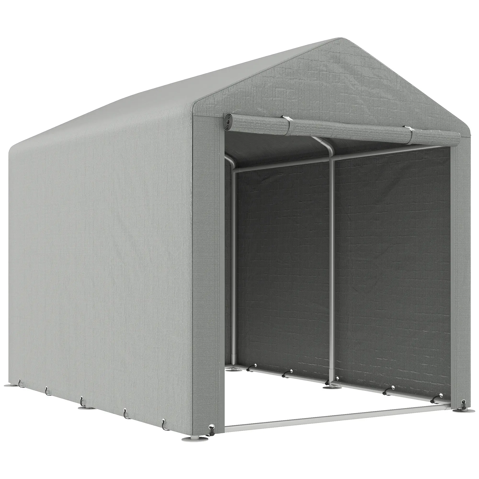 Portable Bicycle Shed, Galvanized Steel Frame, Large Door, Waterproof, Light Grey - Image 11