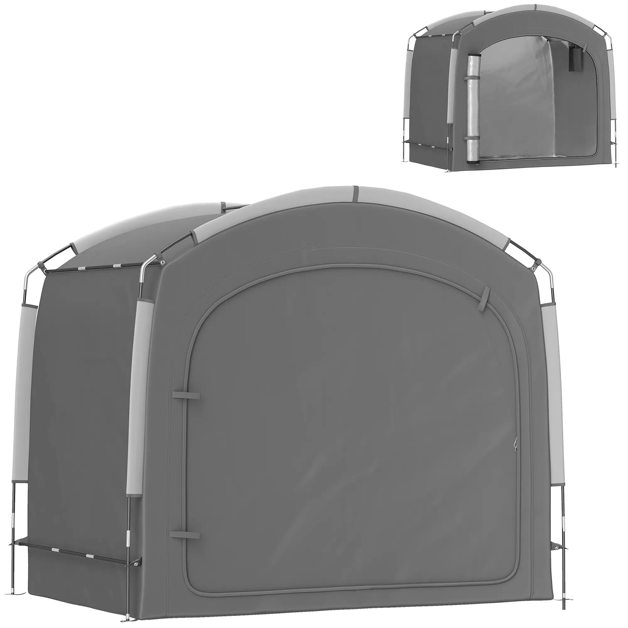 Portable Bike Storage Shed Tent, Waterproof 210D Oxford Fabric, Fits 3-4 Bicycles, Dark Grey