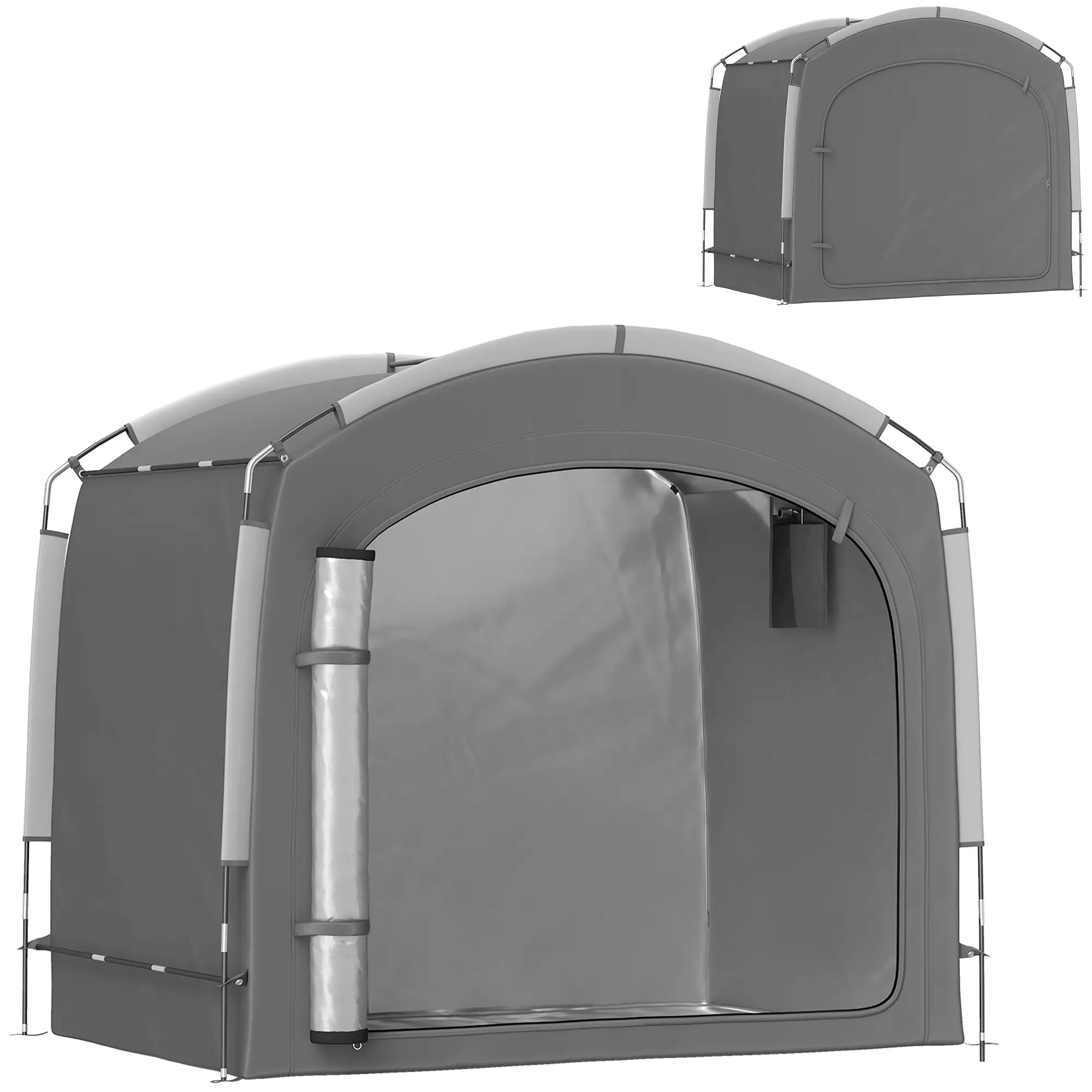 Portable Bike Storage Shed Tent, Waterproof 210D Oxford Fabric, Fits 3-4 Bicycles, Dark Grey - Image 11