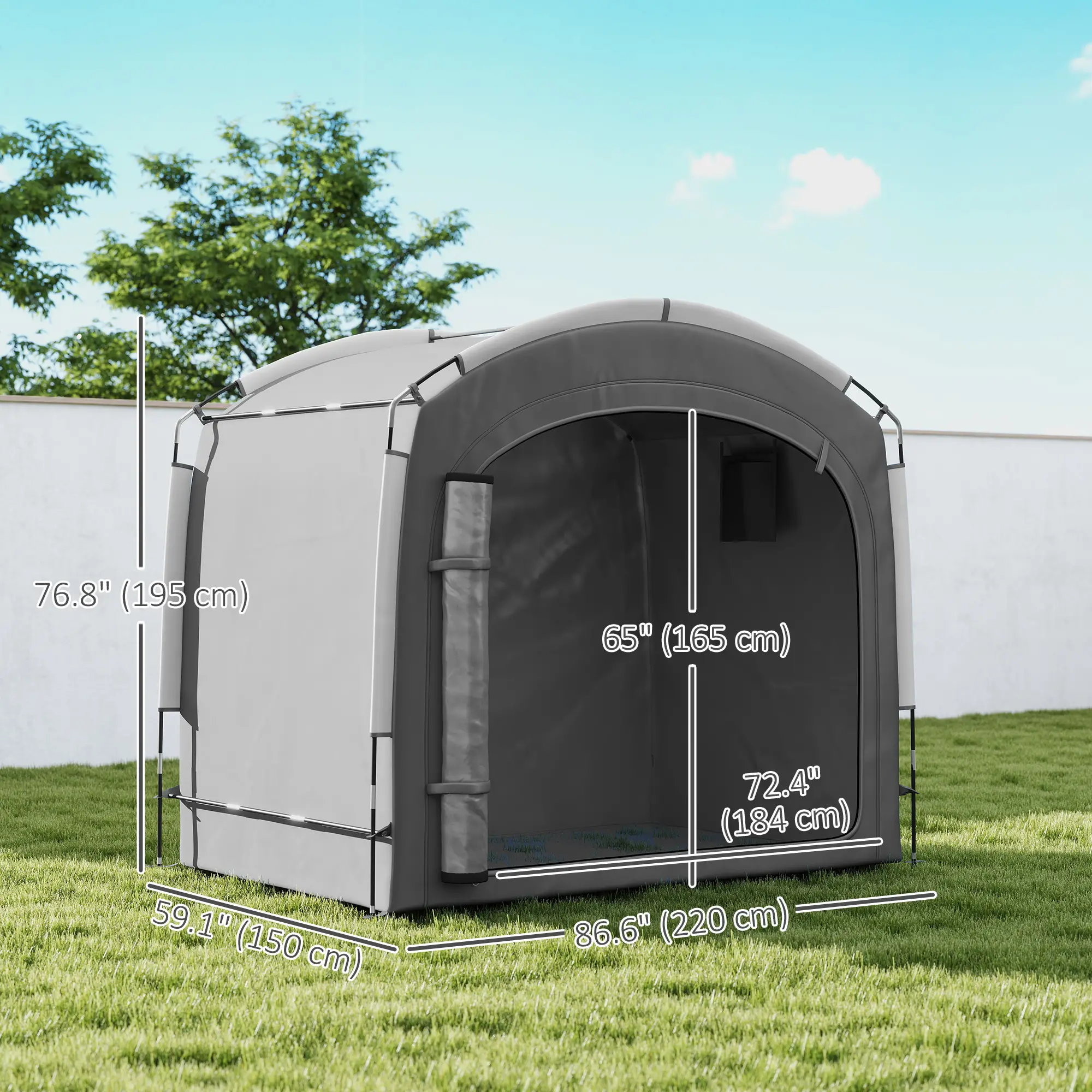 Portable Bike Storage Shed Tent, Waterproof 210D Oxford Fabric, Fits 3-4 Bicycles, Dark Grey - Image 3