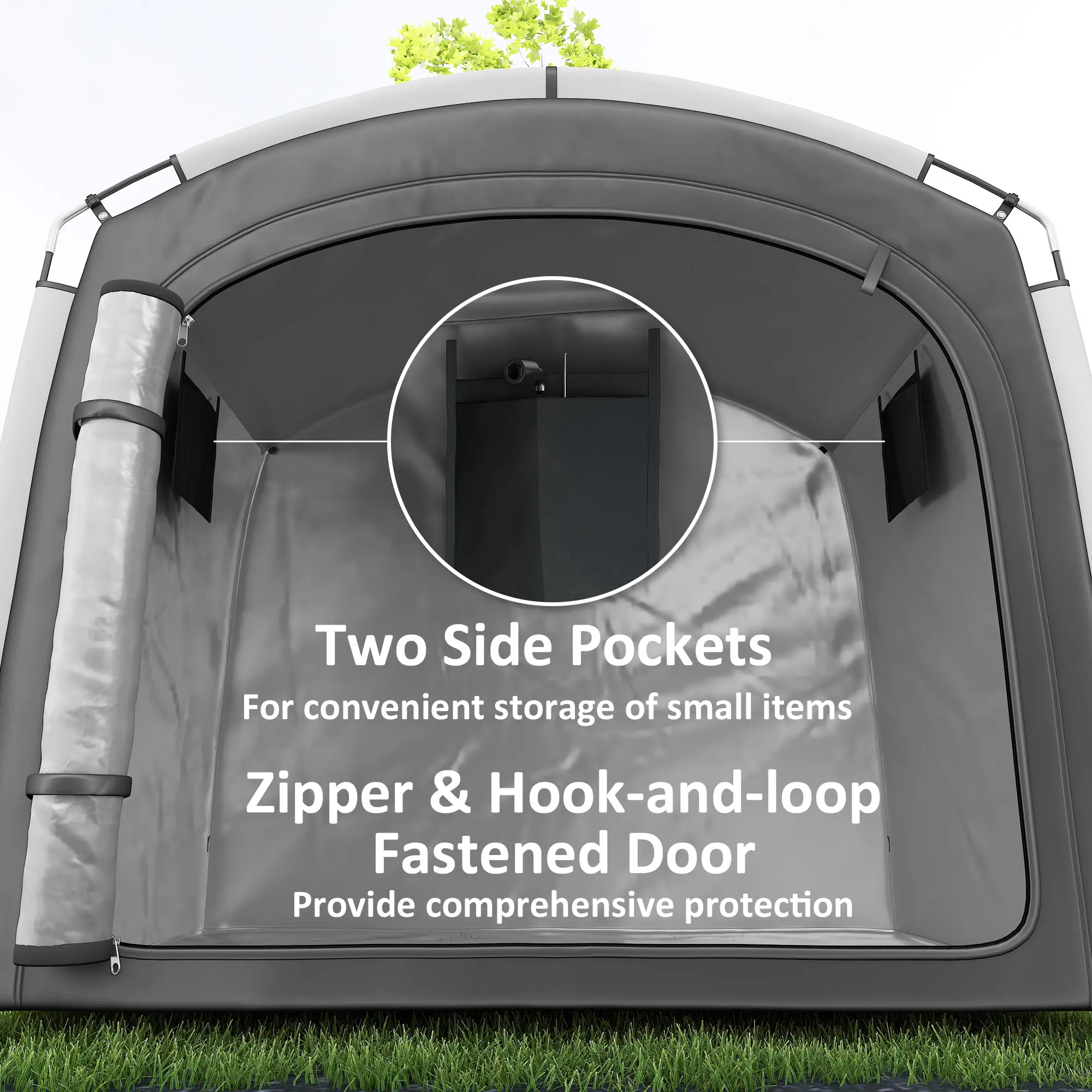 Portable Bike Storage Shed Tent, Waterproof 210D Oxford Fabric, Fits 3-4 Bicycles, Dark Grey - Image 6