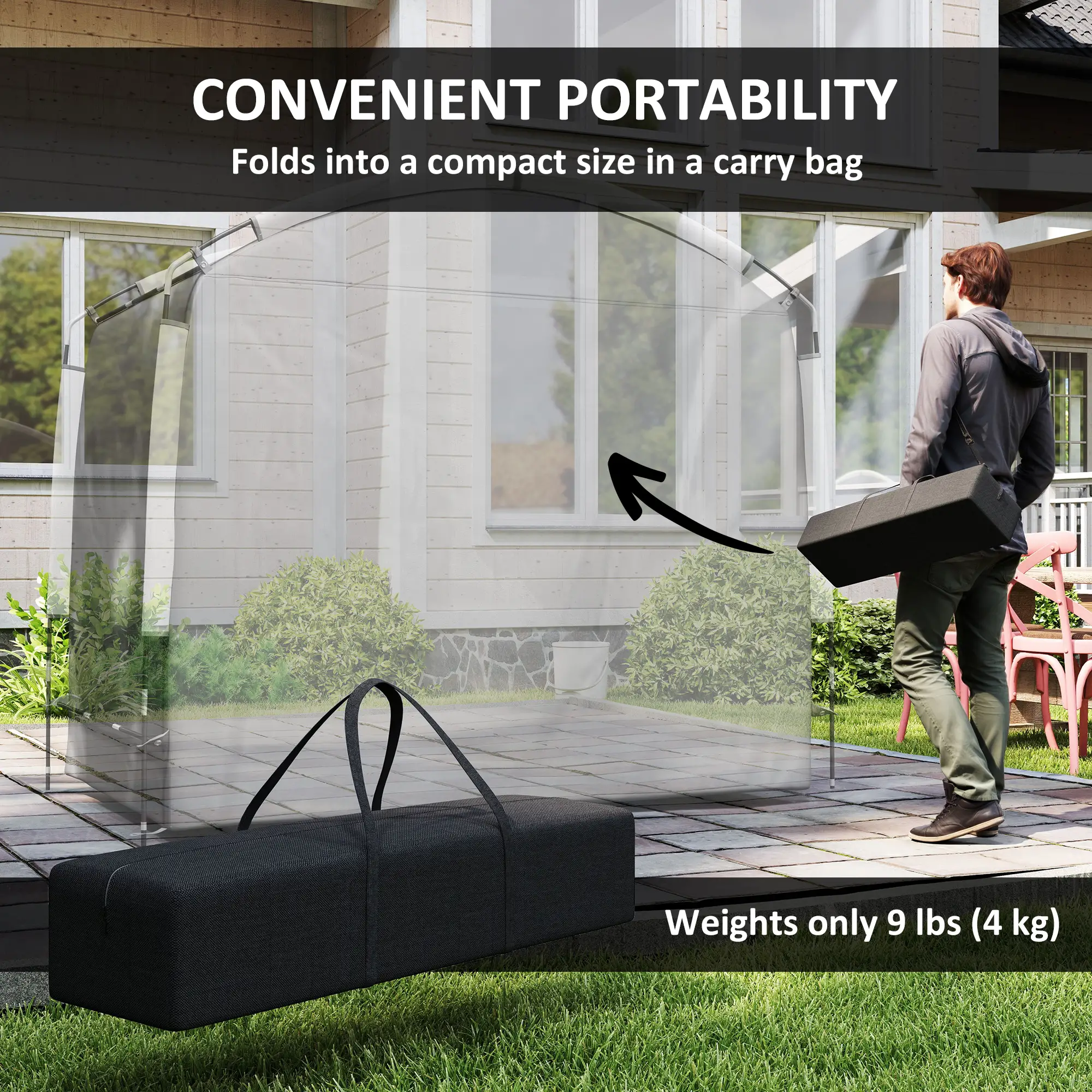 Portable Bike Storage Shed Tent, Waterproof 210D Oxford Fabric, Fits 3-4 Bicycles, Dark Grey - Image 7