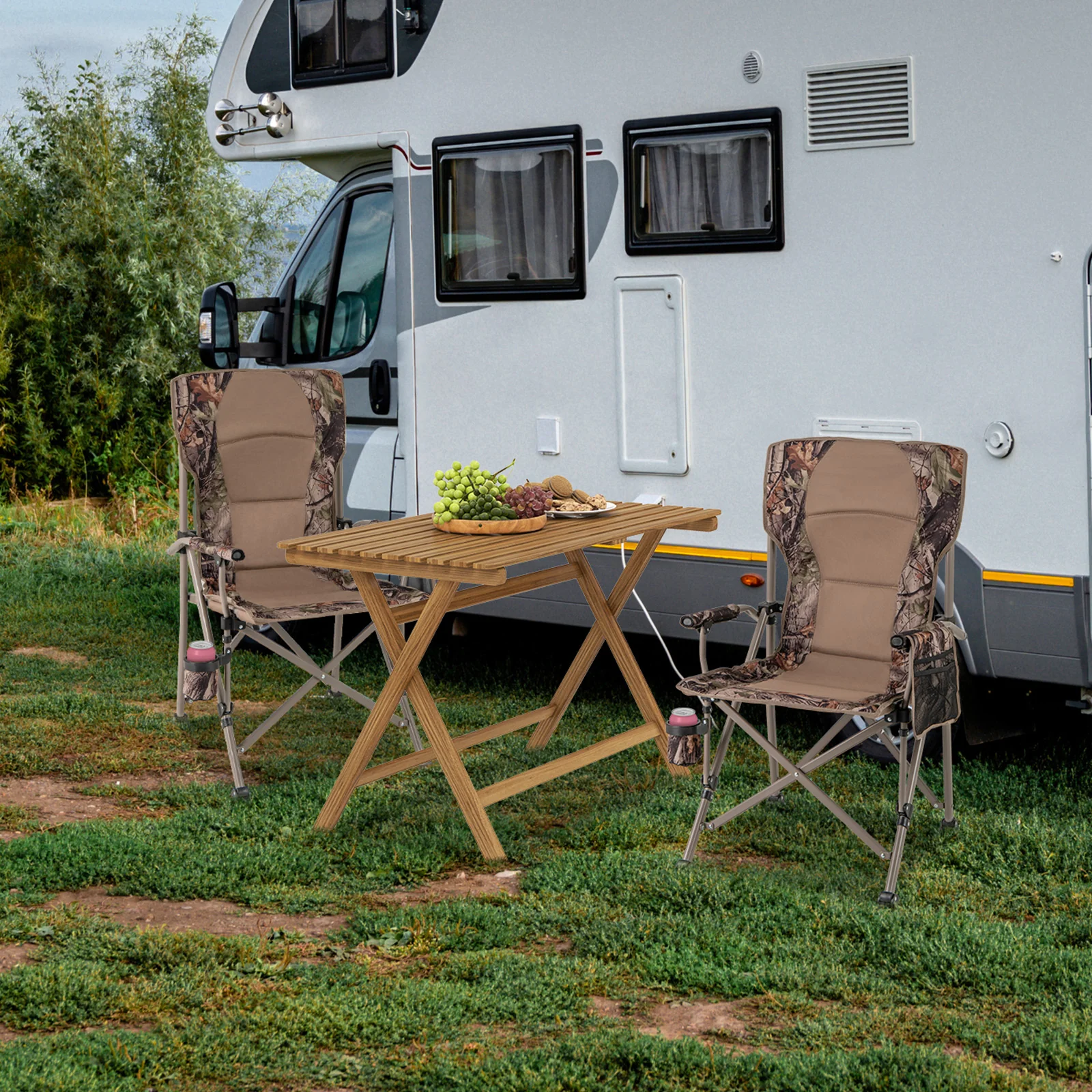 Portable Camping Chair, 400 Lbs, Brown - Image 2